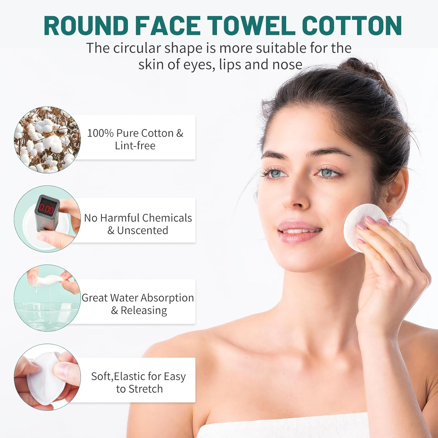Premium Cotton Rounds for Face 400 Count - Makeup | Nail Polish Remover Pads, Hypoallergenic Makeup Cotton Pads for Face | 100% Pure Cotton for Face Cleasing, Applying Facial Toner