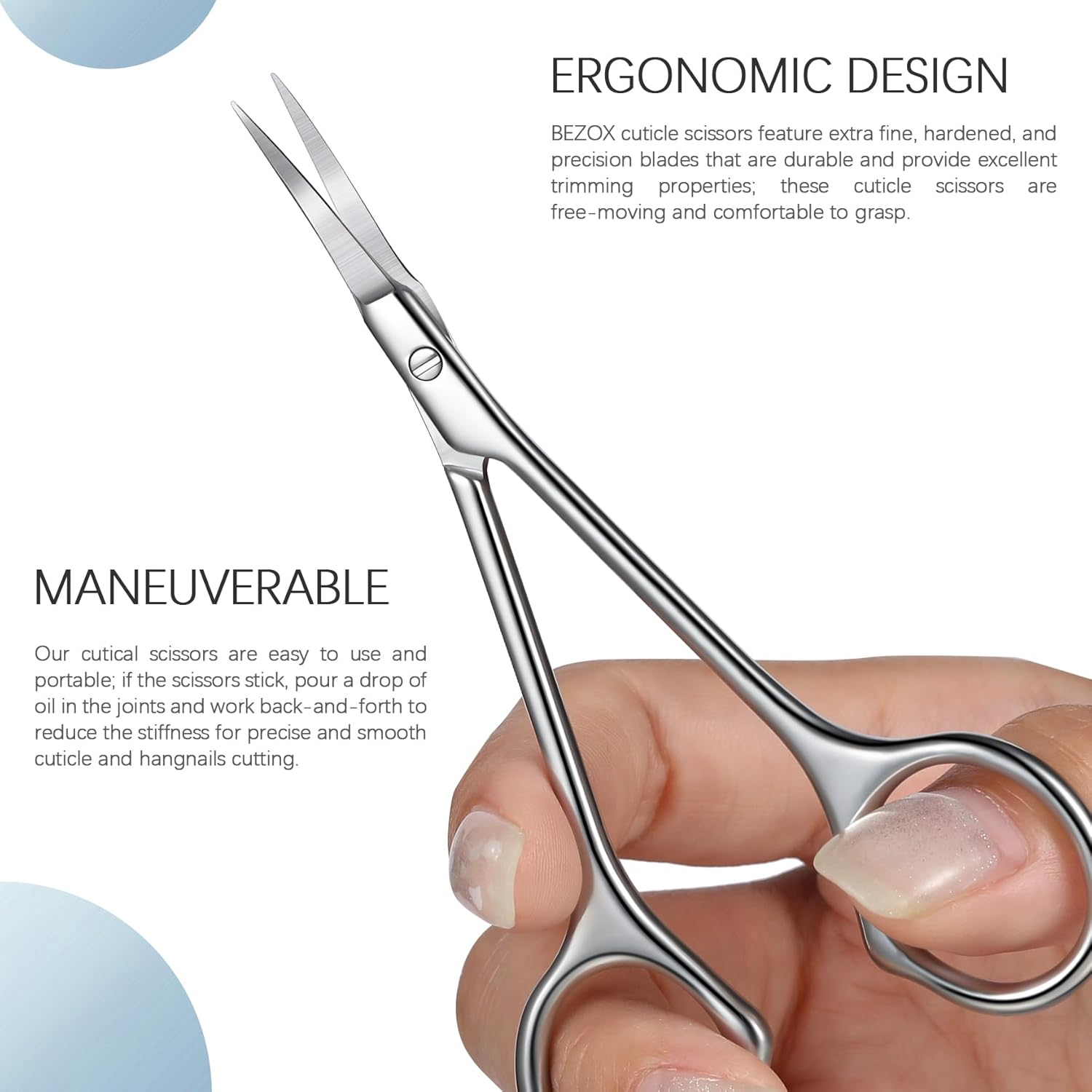 BEZOX Extra Fine Curved Cuticle Scissors, Super Thin Cuticle Scissors for Skin Care, Professional Manicure Small Skin Scissors, Stainless Steel Cuticle Cutter, 1 Piece image number 5