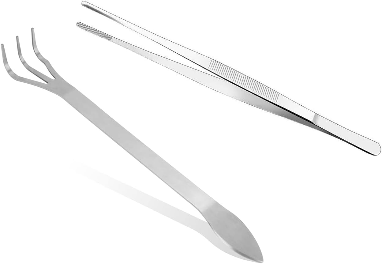 Bonsai Rake,Bonsai Tweezers,Garden Rake,Stainless Steel 3 Prong Root Pick Set,Ideal for Bonsai Care, Gardening, Removing Debris and Stones from Plants image number 1