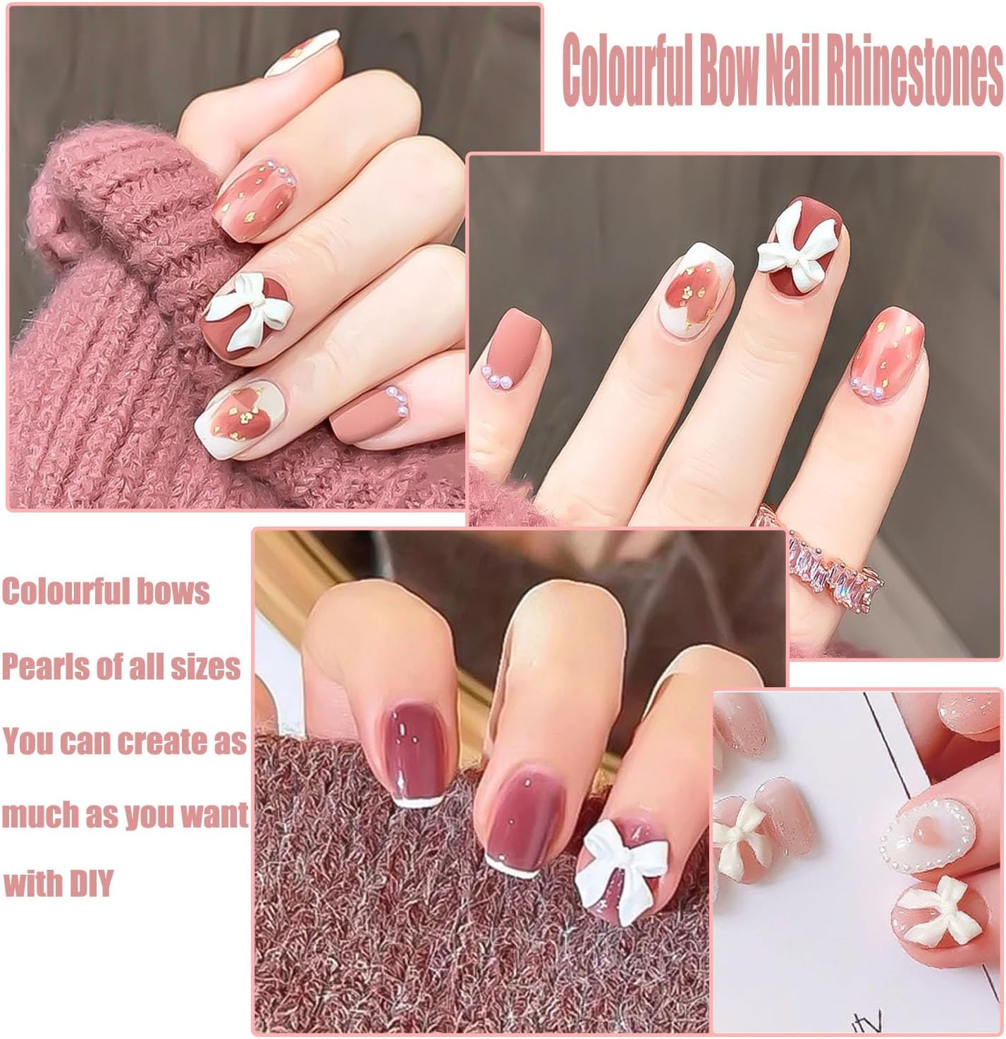 Mtxorvix 3D Bow-Knot Colorful Nail Charms Set - Women'S DIY Nail Art Rhinestones image number 1