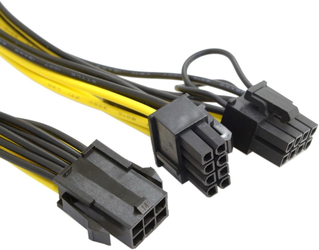 Cablecc PCI-E PCI Express ATX 6Pin Male to Dual 8Pin & 6Pin Female Video Card Extension Splitter Power Cable - 6Pin To 8Pin*2 image number 3