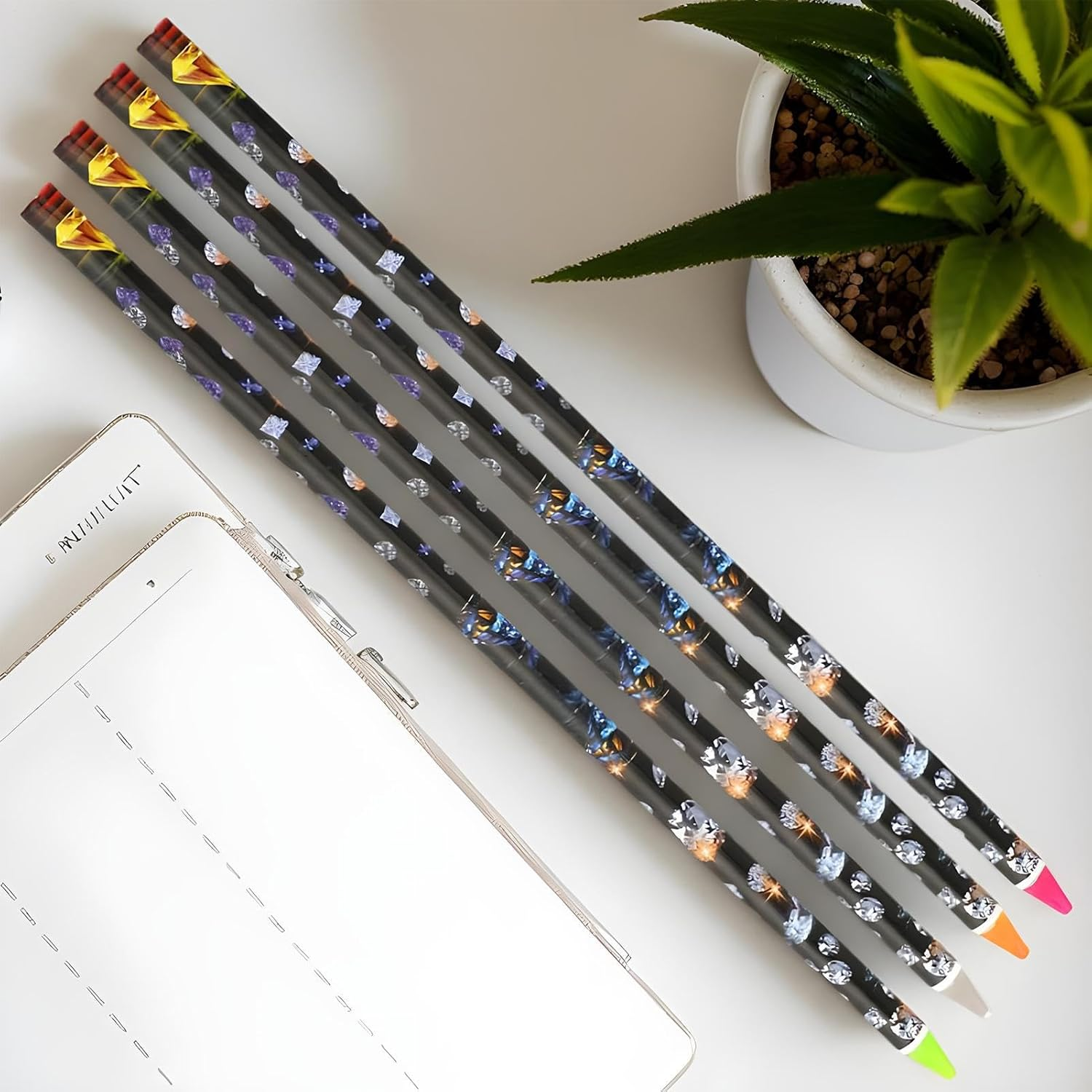 Moreeulsi Rhinestone Pen - Set of 4 Wax Pencils for Gem Painting,Non-Slip Grip, Reusable Crafting Supplies, Lightweight Art Design Pen for Costume Decoration Phone Bedazzling image number 3