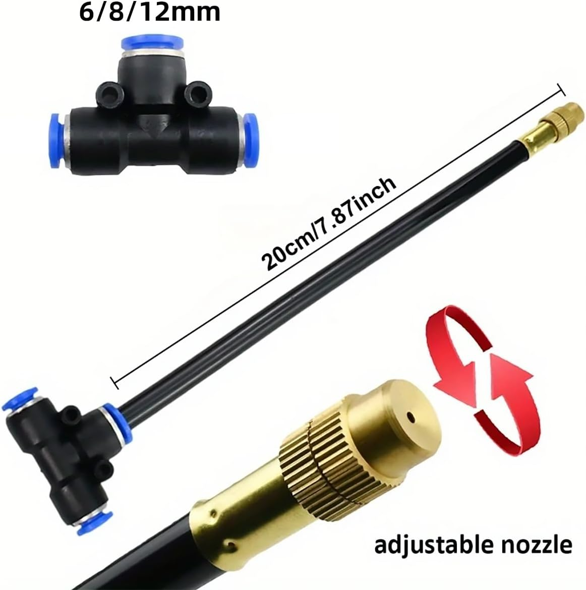 AIMALL Universal Adjustable Copper Nozzle Atomization Cooling Humidification Equipment for Irrigation Systems, Garden, and Greenhouse - 6/8/12Mm Size image number 1