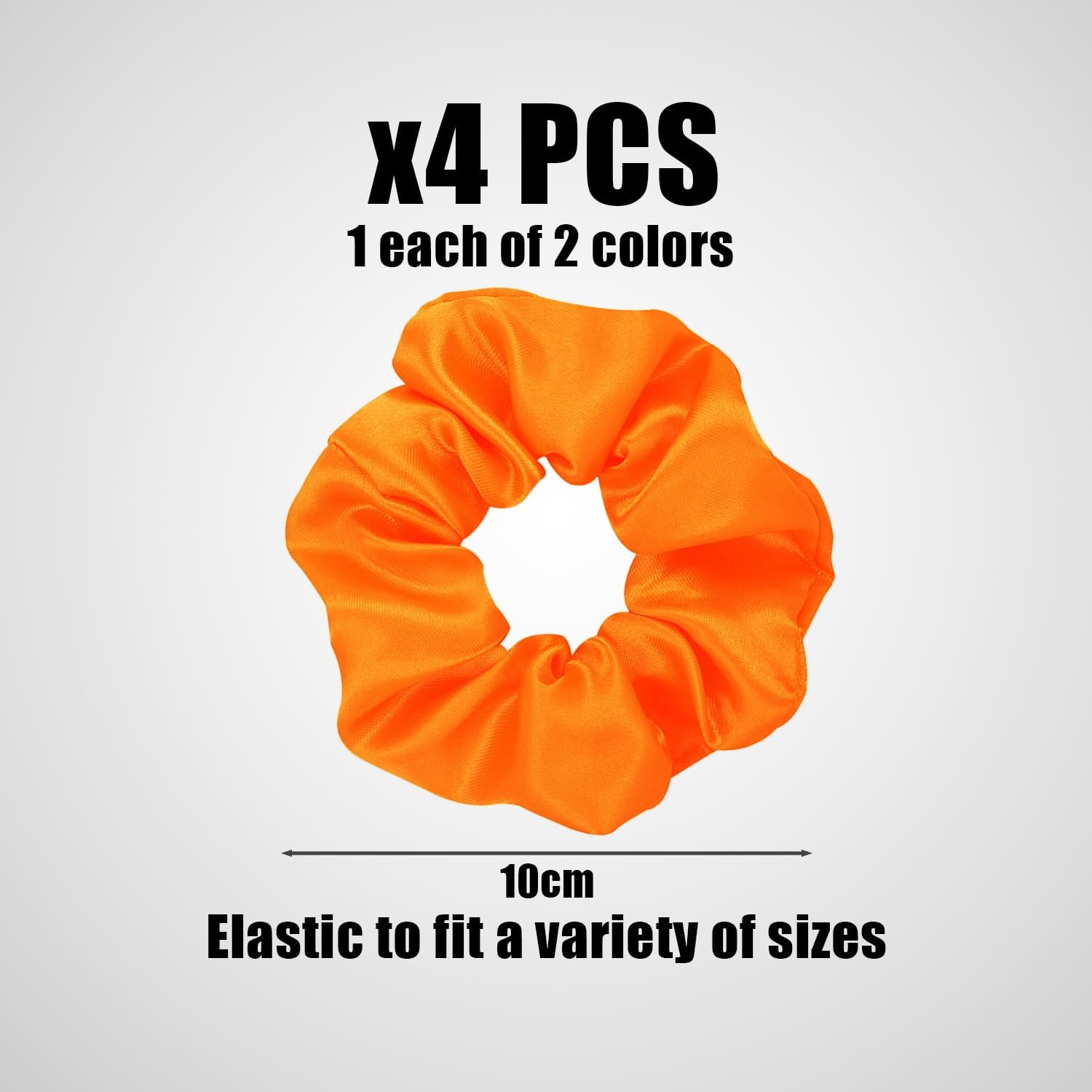 Pack of 4 Neon Coloured Hair Bobbles, Satin Hair Bobbles for Women, Elastic Hair Bobbles, Elegant Hair Bobbles, Hair Bobbles for Women and Girls