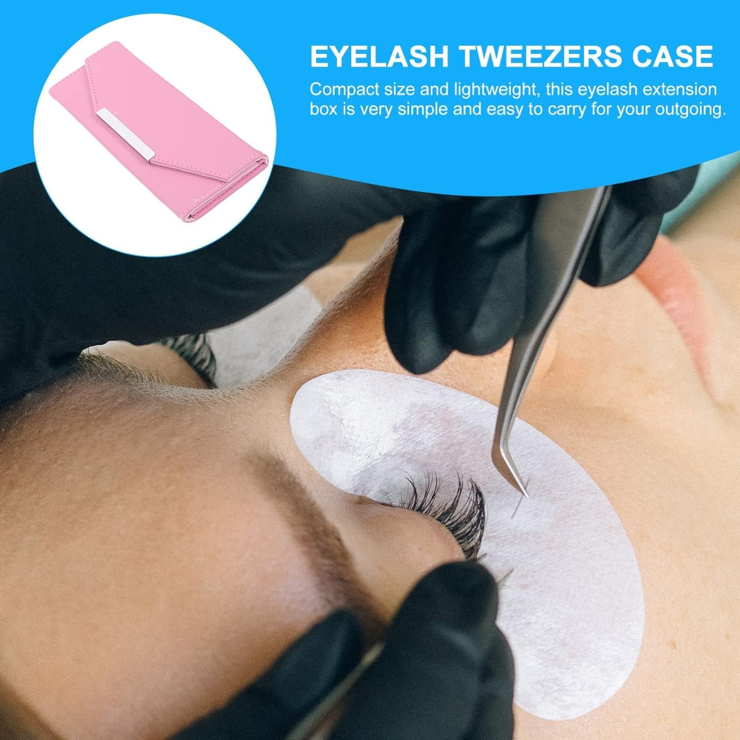 Eyelash Tweezers Case Makeup Tools Storage Bag for Lash Grafting Extension Tweezers, Dimensions: 18X7X1.6Cm, Ideal for Eyelash Makeup image number 4