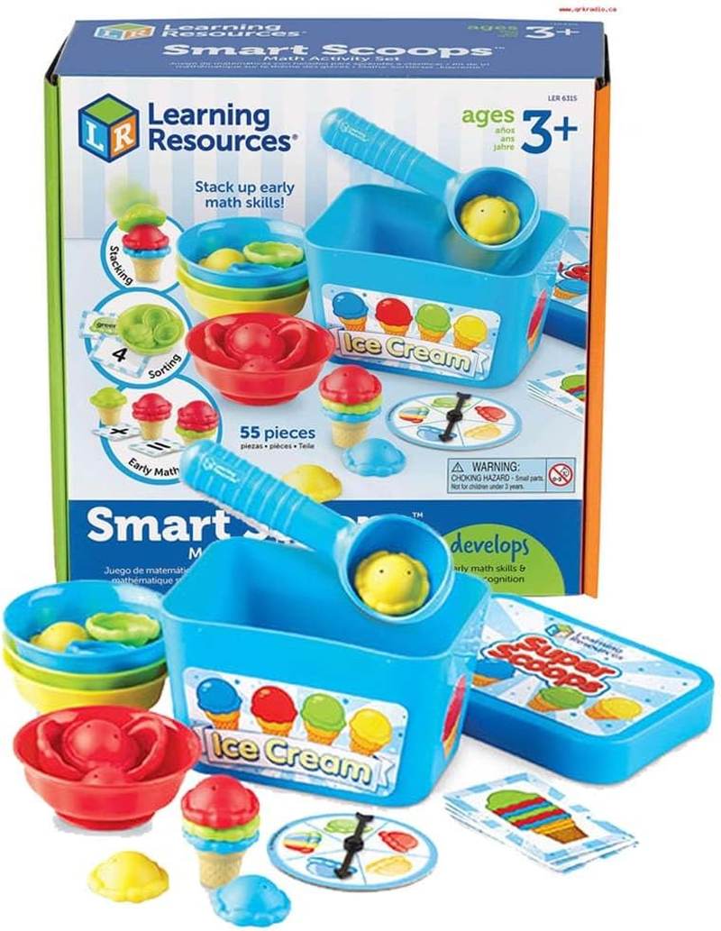 Learning Resources Smart Scoops Math Activity Set, Stacking, Sorting, Early Math Skills, 55 Pieces, Ages 3+ image number 1