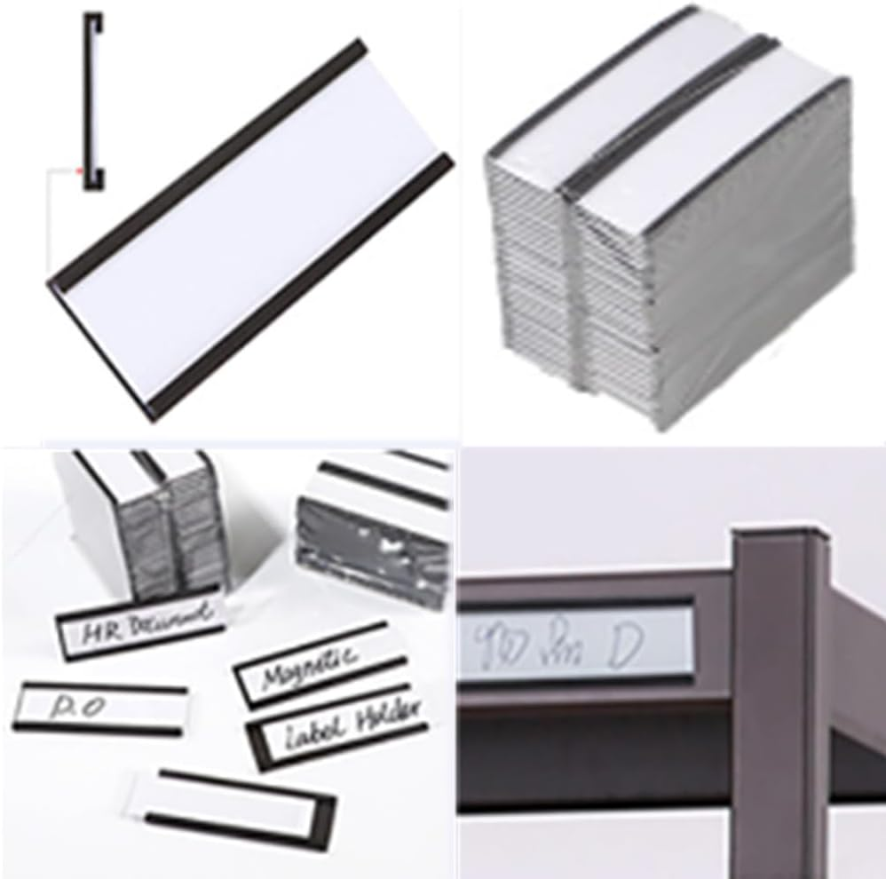 Loopunk 30 Pcs Magnetic Label Holder with Transparent Plastic Protective Film for Metal Shelves, Magnetic Labels and Labels (7.6 X 2.5). image number 2