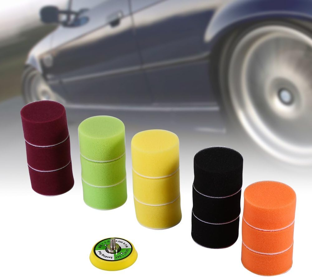 16PCS Polishing Pad Set, 5 Colors Multi Stage 2" Flat Buff Pads for Car Detailing & Waxing image number 1