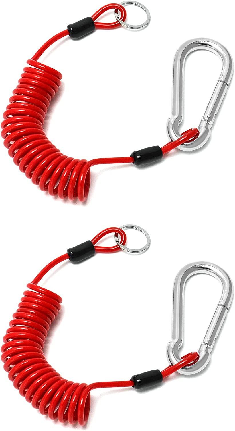QWORK 4 Ft Breakaway Trailer Cable, Brake Safety Spring Towing Coiled Wire for RV Emergency