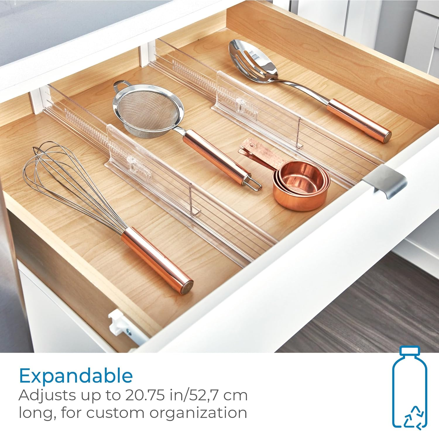 Interdesign Linus Drawer Divider Organiser System (Set of 2), Clear image number 4