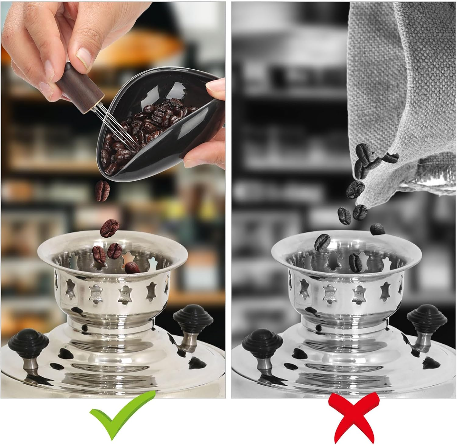 4-Piece Coffee Bean Dosing Cup, Spray Bottle, Espresso Stirrer Tool, Teaspoon Set, Ceramic Coffee Dosing Vessel Tray Kit Coffee Bar Accessories for Coffee Lovers (Up to 35G Coffee Bean)