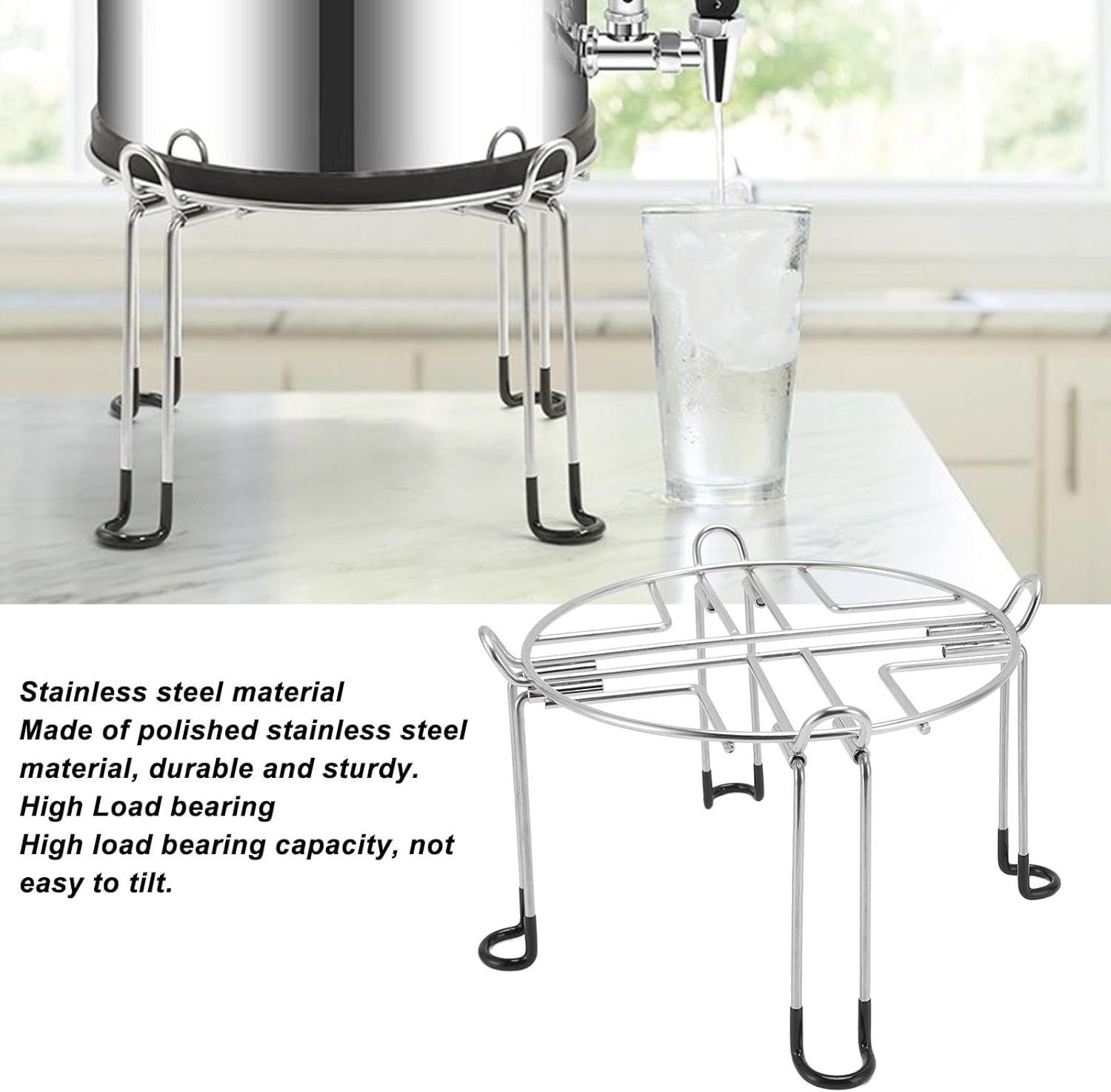 Water Filter System Stand, 6 Inches Tall Stainless Steel with Non-Slip Feet - Detachable Multi-Use Water Dispenser Countertop Stand for Berkey image number 4
