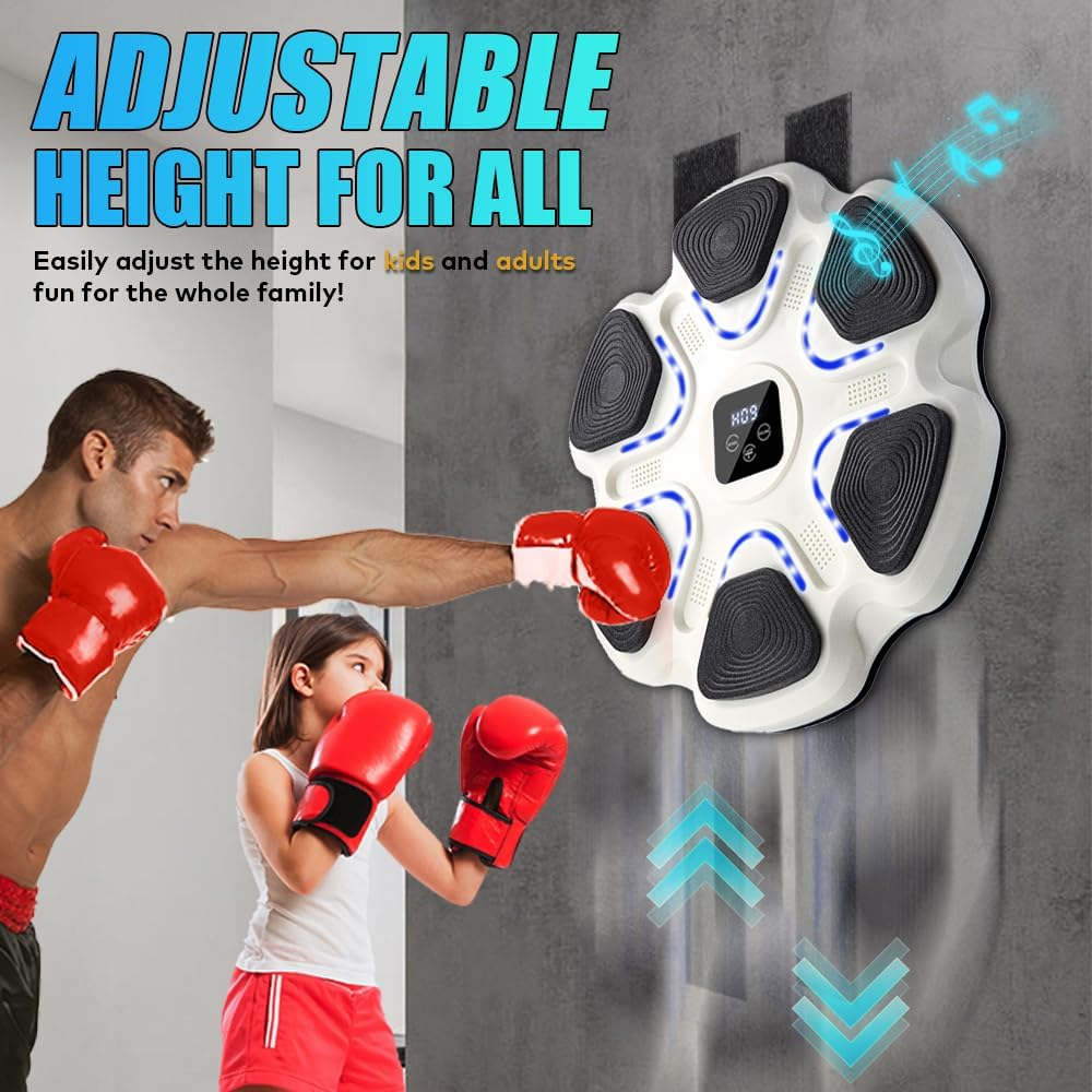 Music Boxing Machine with 2 Pairs of Gloves,Smart Bluetooth Boxing Machine,Wall-Mounted Punching Equipment with LED Display,Rechargeable Boxing Target for Kids Adults Home Gym image number 6