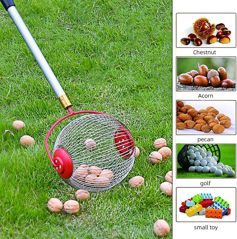 TOMVAES Table Tennis Collector Large Rolling Nut Harvester Adjustable Height Lightweight Outdoor Hand Tool Picker Collector Pecans Chestnuts Small Fruits Small Toys Table Tennis Golf Balls image number 2