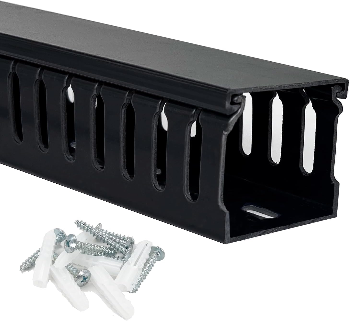 Adyawen 2''X2''Server Rack Cable Management, 6.4FT Cable Duct Cable Raceway Kit, Electrically Safe PVC for Network Cable Management, Open Slot Wire Raceway for Computer under Desk, Wire Duct 2 X 3.2FT