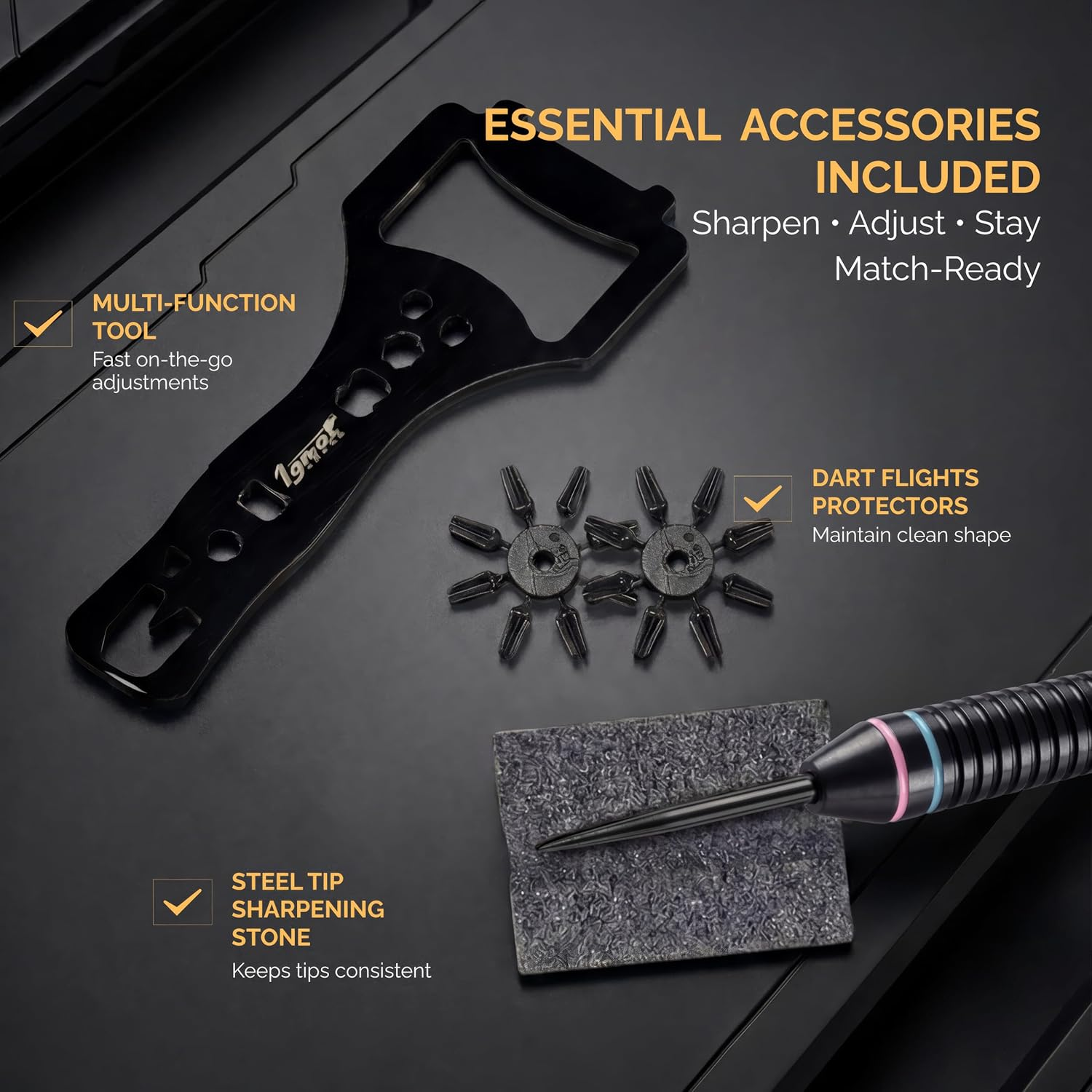 Ignatgames Premium Steel Tip Darts &ndash; 3/6/12 Pack Brass Barrels with Aluminum Shafts, 16 Glidexpro Flight Set, Tool Kit & Giftable Case - Manhattan Midnight image number 1