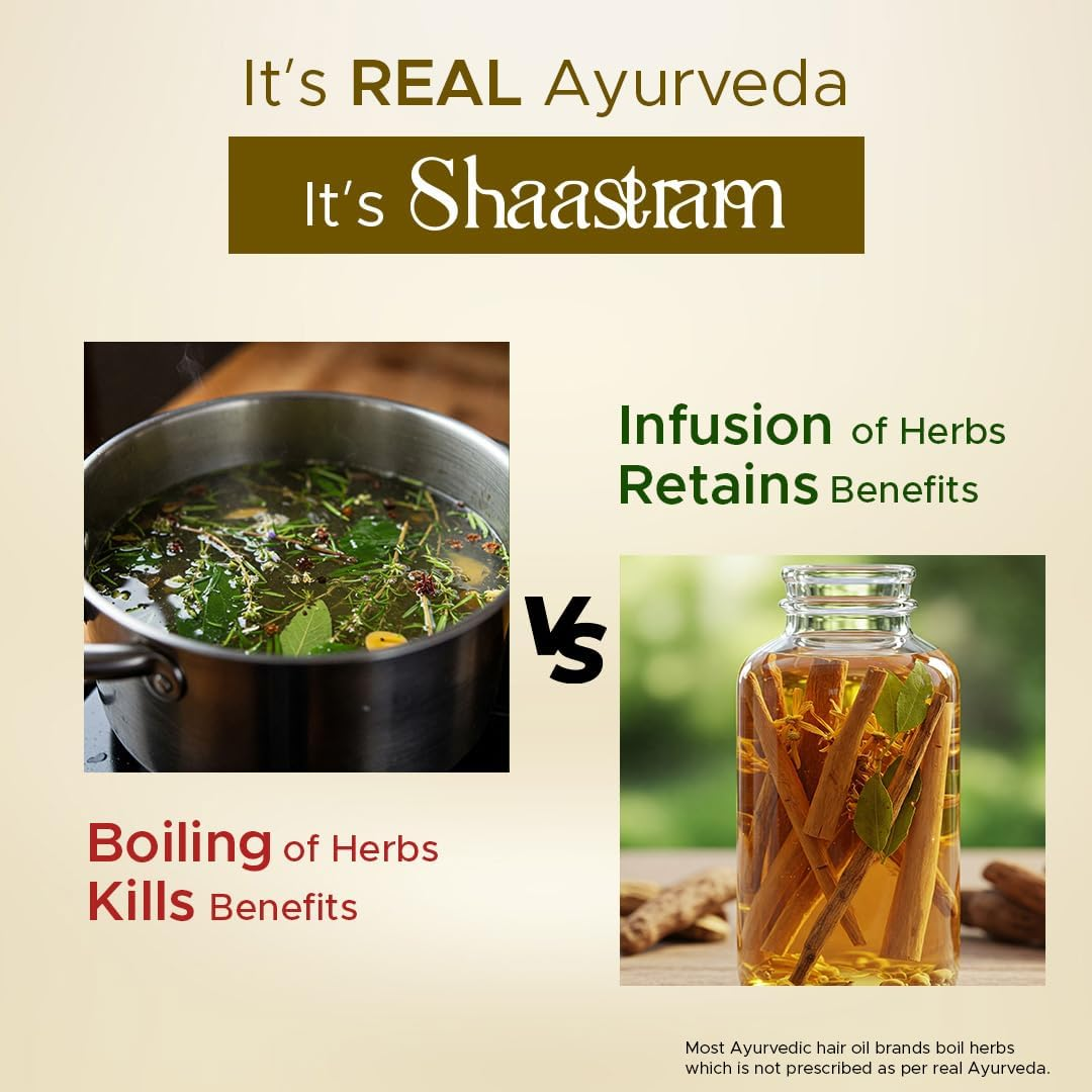 Shaastram Sandalwood Vetiver Herbal Hair Oil with Real Vetiver Roots, Sesame, Brahmi, Ashwagandha Oil Extract & Ayurvedic Herbs | Hair Growth, Breakage Control | Natural Hair Care for Men Women 180Ml image number 2