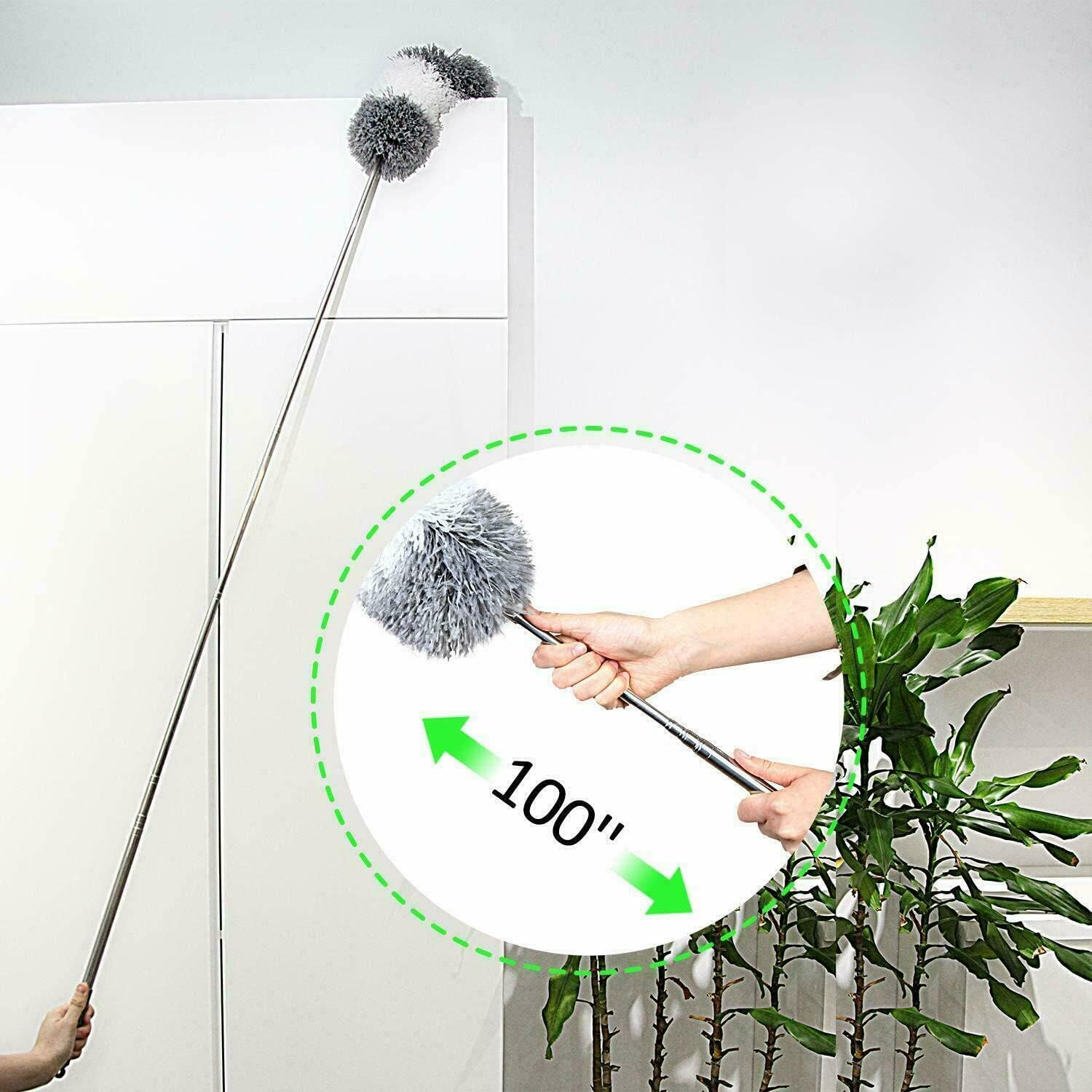 Head Microfiber Telescoping Duster Stainless Steel Pole Extendable image number 3