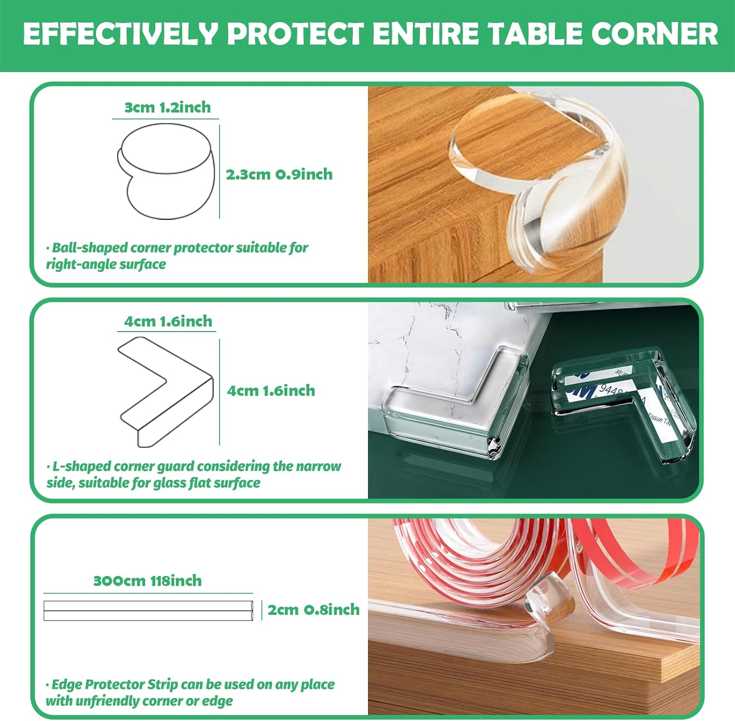 17Pcs Silicone Corner Protectors Kit Contains Strong Adhesive L-Shaped and Ball-Shaped Corner Guards and Furniture Bumper Strips for Countertop Cabinets Tables Drawers Wall