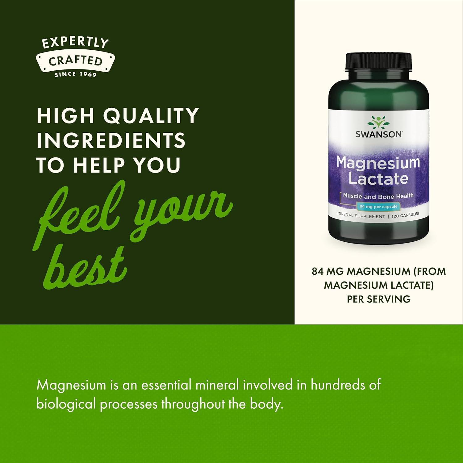 Swanson Premium Magnesium (Lactate) 84Mg 120 Capsules image number 1