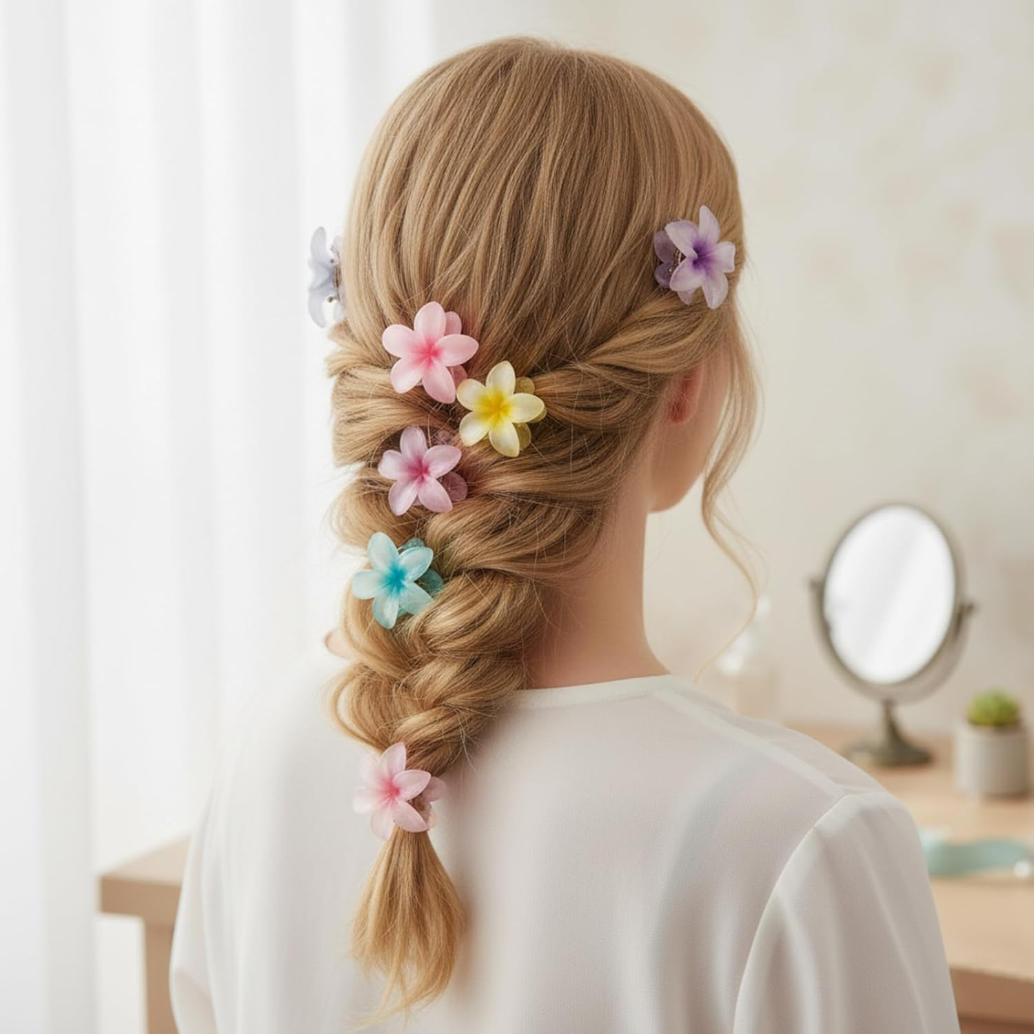 Flower Hair Clips, Flower Clips, Hair Clips, 15 Pieces in 12 Colours, for Thick Hair, Party and Everyday Styling, 4 X 2.5 Cm image number 3