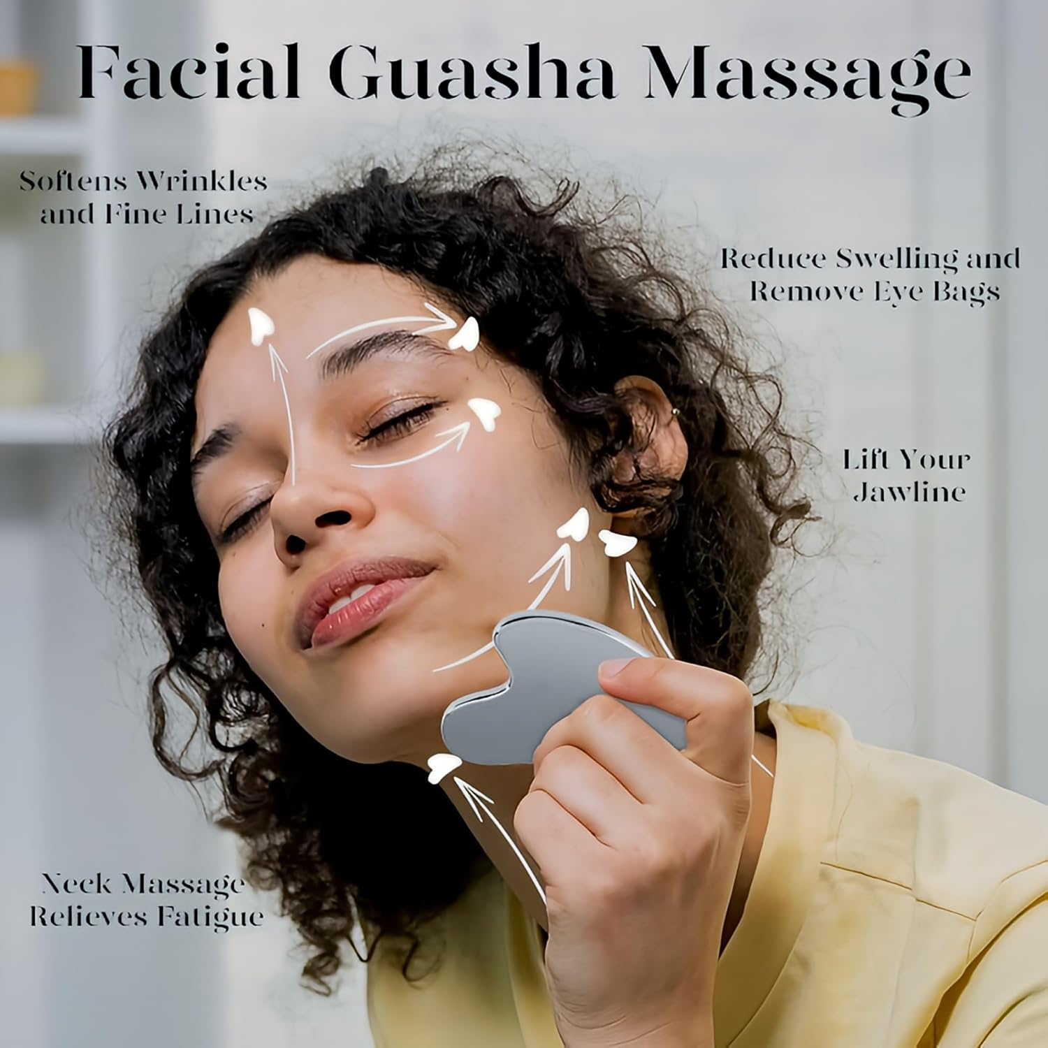 Tisko Stainless Steel Gua Sha Facial Tools - Guasha Tool for Face, Face Sculpting Tool, Jawline Shaper, Double Chin Reducer, Body Gua Sha Tools, Lymphatic Drainage Massager, Facial Skin Care