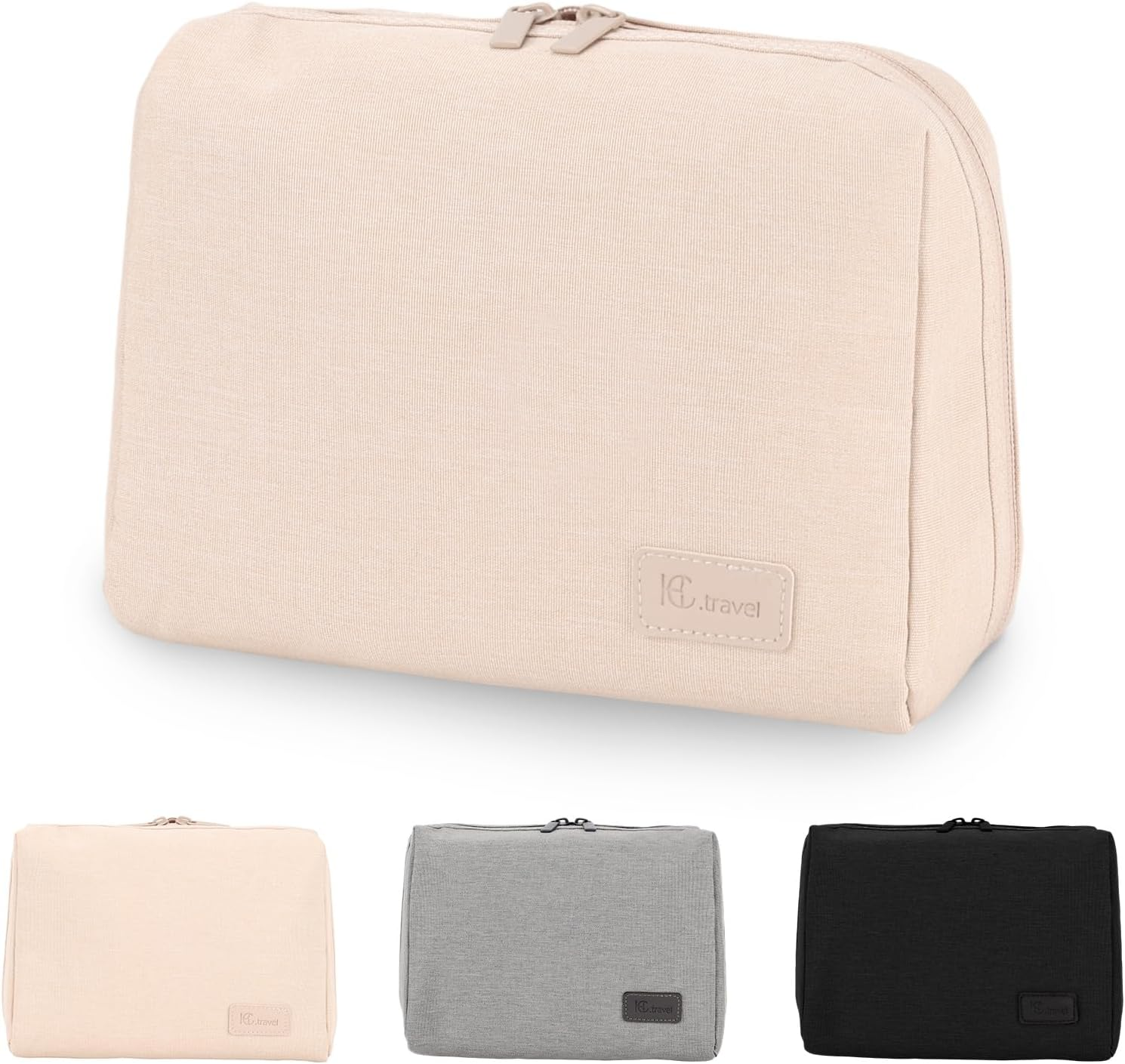 Supcomsta Make up Bag, Makeup Bags for Women, Travel Makeup Bag with RPET Recycled Fabric, Eco-Friendly Cosmetic Bag, Water-Resistant & Durable Travel Cosmetic Bag (Black)