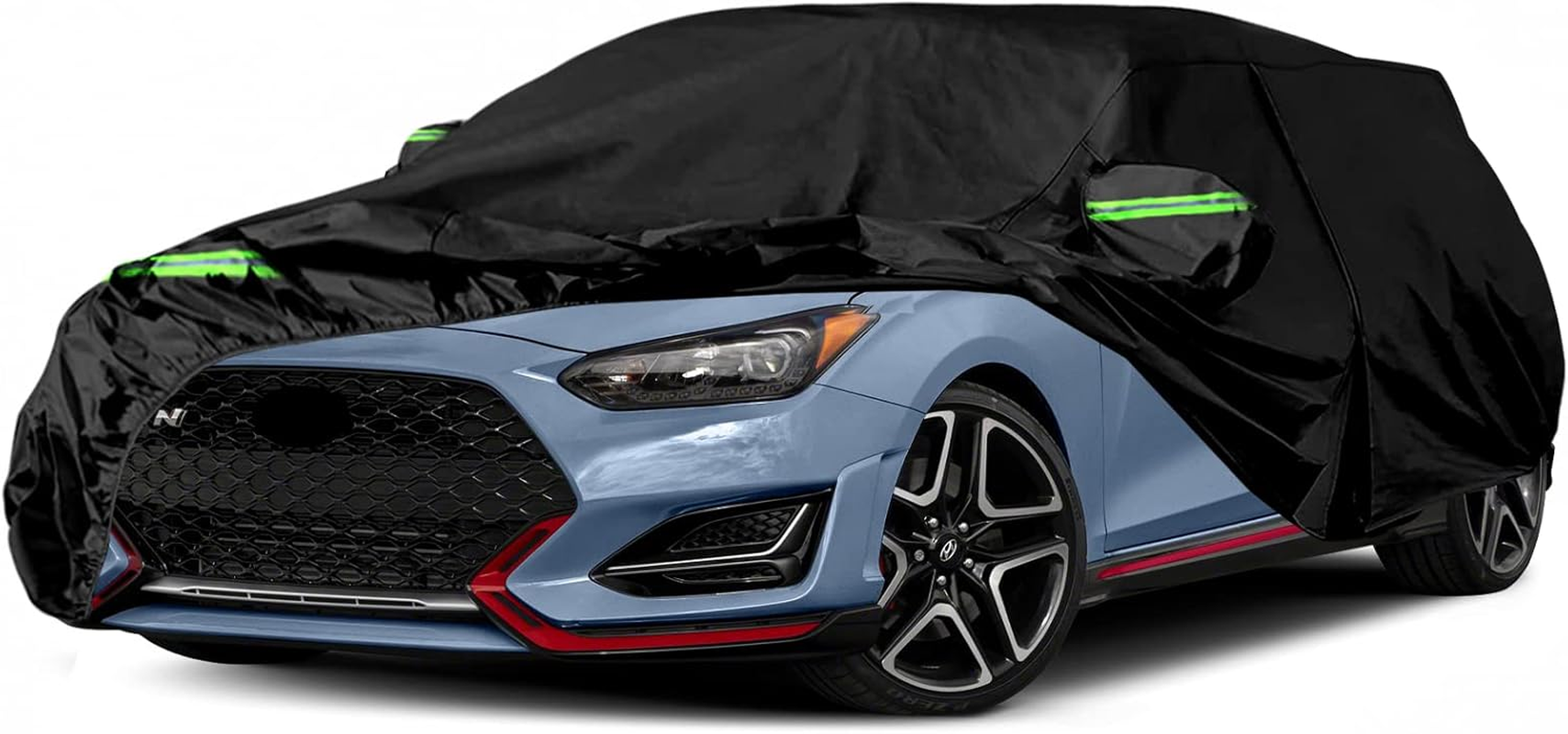 Waterproof Car Cover Replacement for 2011-2025 Hyundai Veloster, 6 Layers All Weather Car Cover with Zipper Door & Windproof Bands for Snow Rain Dust Hail Protection image number 5
