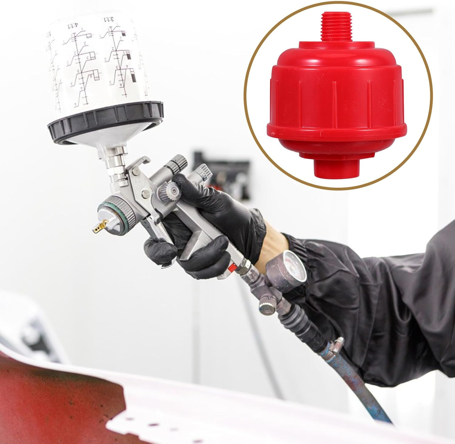 KONTONTY 4Pcs Air Compressor Paint Sprayer Accessories with Water Separator Ball High Performance Filter Trap for Uniform Automotive Paint Application and Equipment Maintenance image number 3