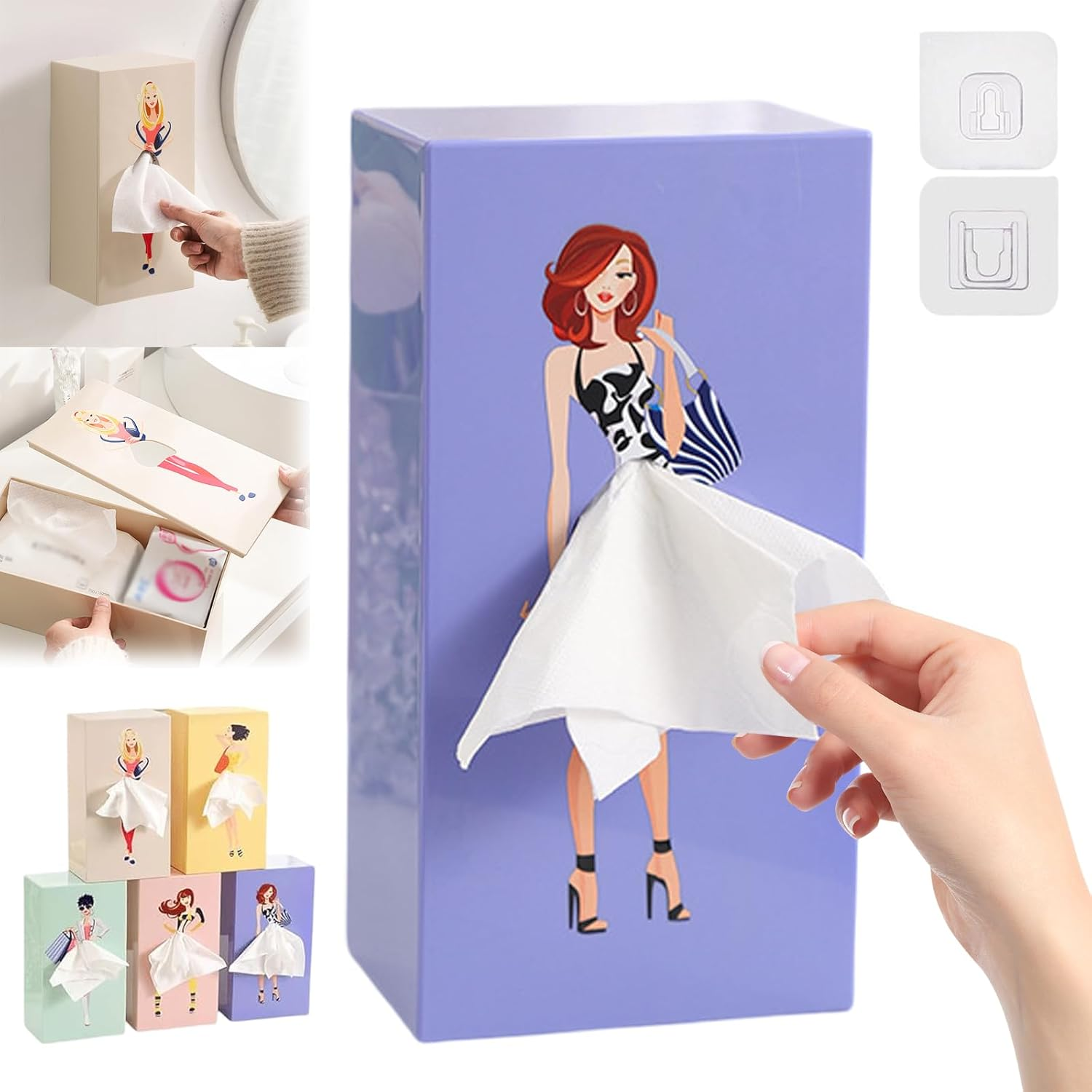 Flying Skirt Tissue Box, Creative Tissue Boxes Holder, Lady Skirt Tissue Box Cover, Creative Tissue Boxes for House Bathroom Living Room Bedroom & Office