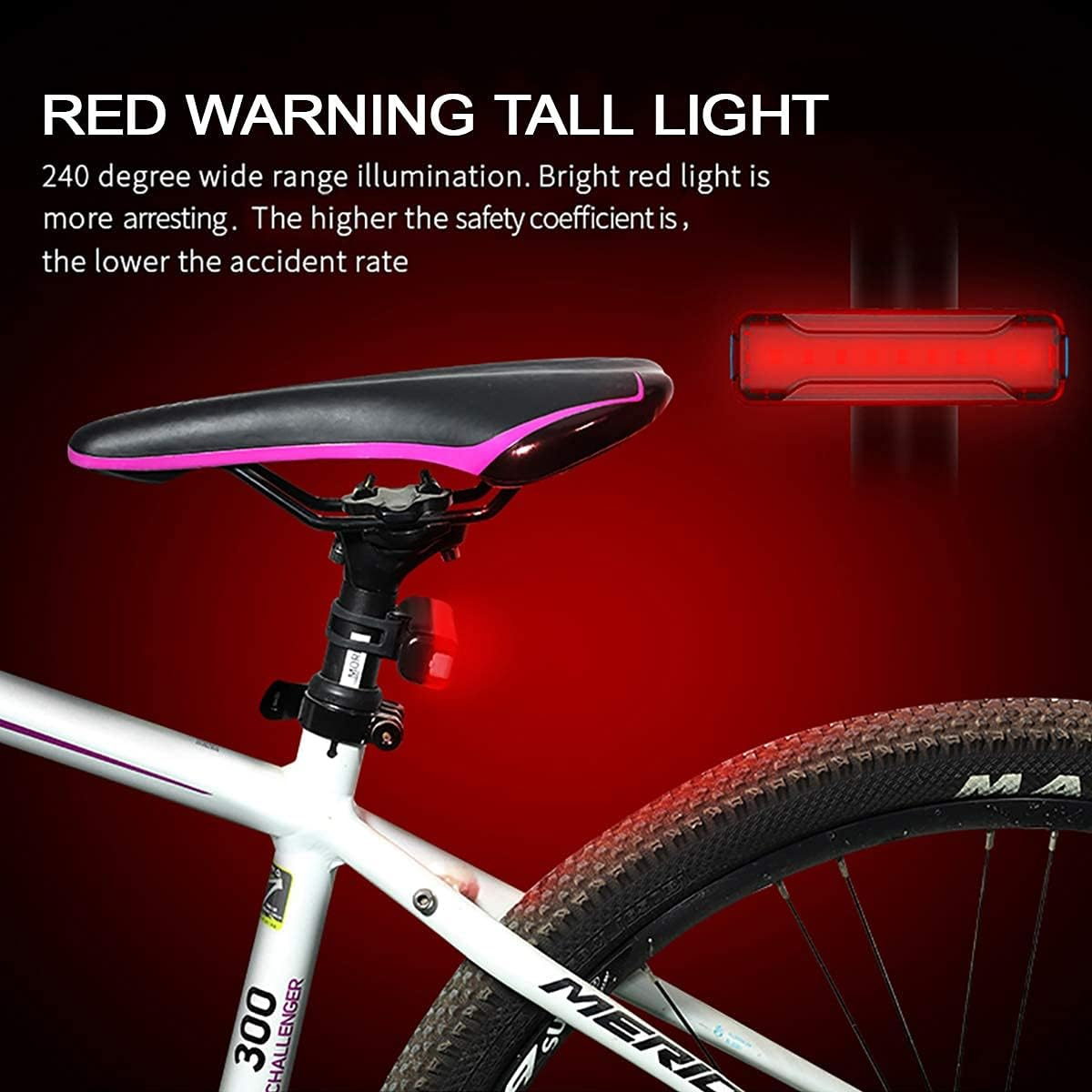 Ovetour USB Rechargeable Bike Tail Light 2 Pack,1200Mah Runtime 50 Hours,Ultra Bright LED Bike Rear Light,5 Light Mode Options,Ipx5 Waterproof(2 USB Cables Included) image number 3