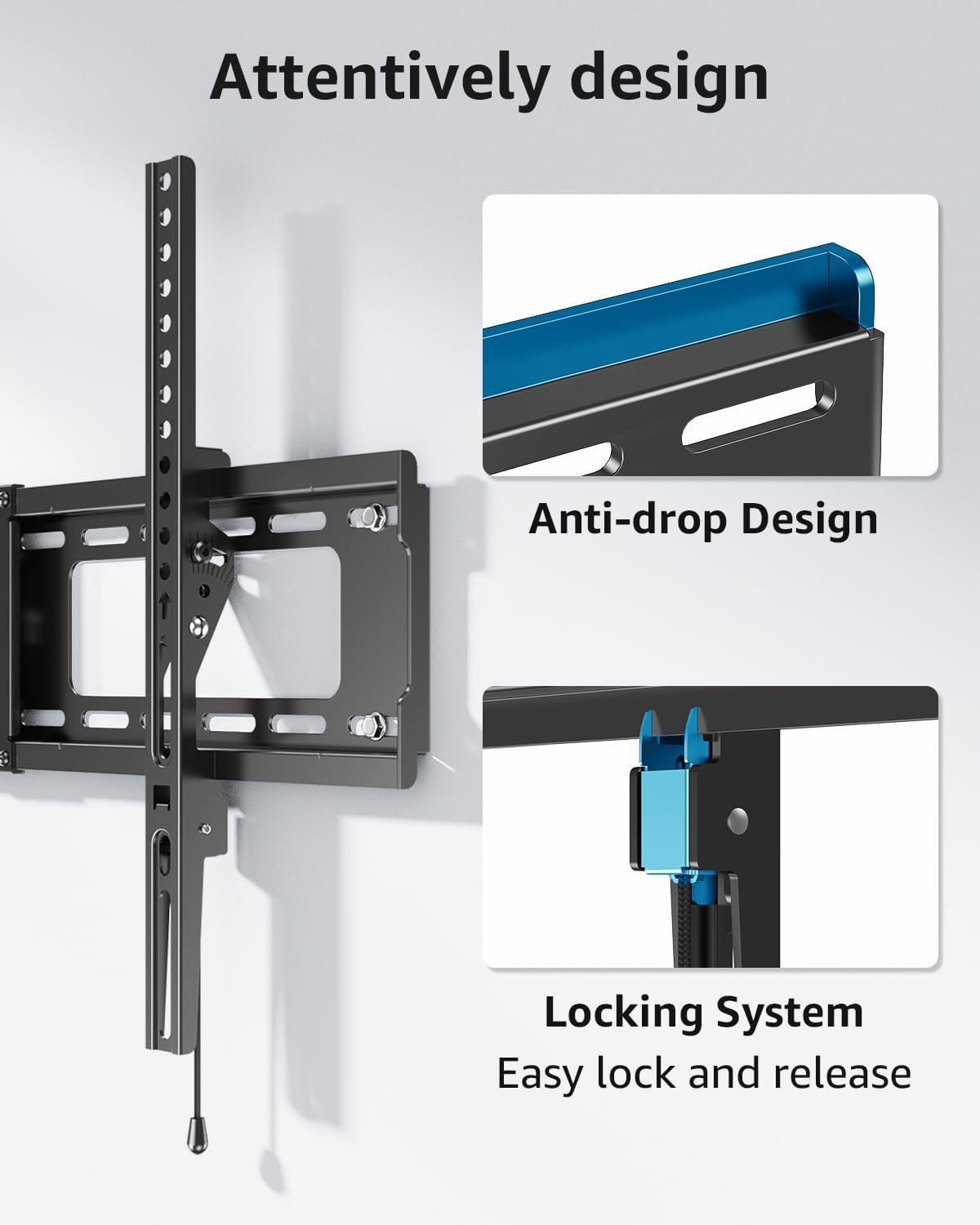 MOUNTUP TV Wall Mount Tilting TV Mount Bracket for Most 37-82 Inch Flat Screen/Curved Low Profile Wall Mount Saving Space Max VESA 600X400Mm Hold up to 132 Lbs Fit 16" 18" 24" Stud MU0008
