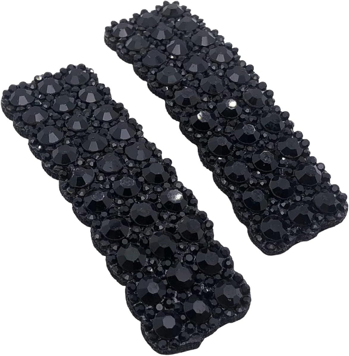 2Pcs Black Rhinestones Snap Hair Clips for Women Girls Rectangular Hairpins Korean Barrettes Hair Accessories，Clips and Barrettes image number 6