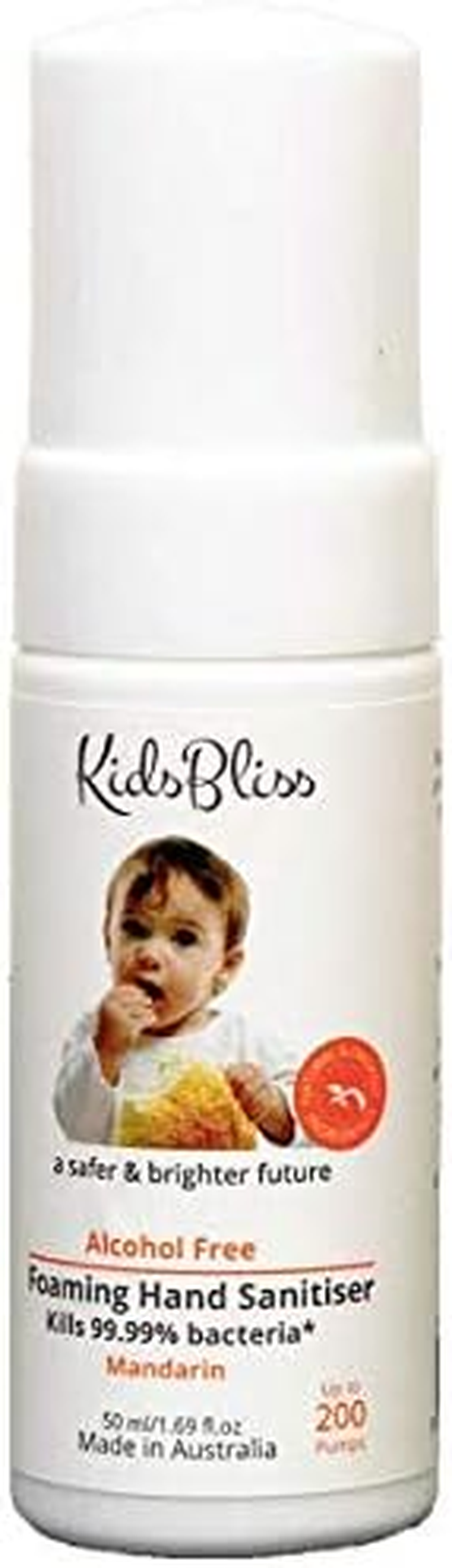 Kidsbliss Alcohol-Free Foaming Hand Sanitiser for Baby & Kids | Gentle, Bzk-Free & Non-Toxic Formula for Sensitive Skin | 200 Pumps (50Ml, Mandarin), Rinse-Free On-The-Go Sanitizer image number 1