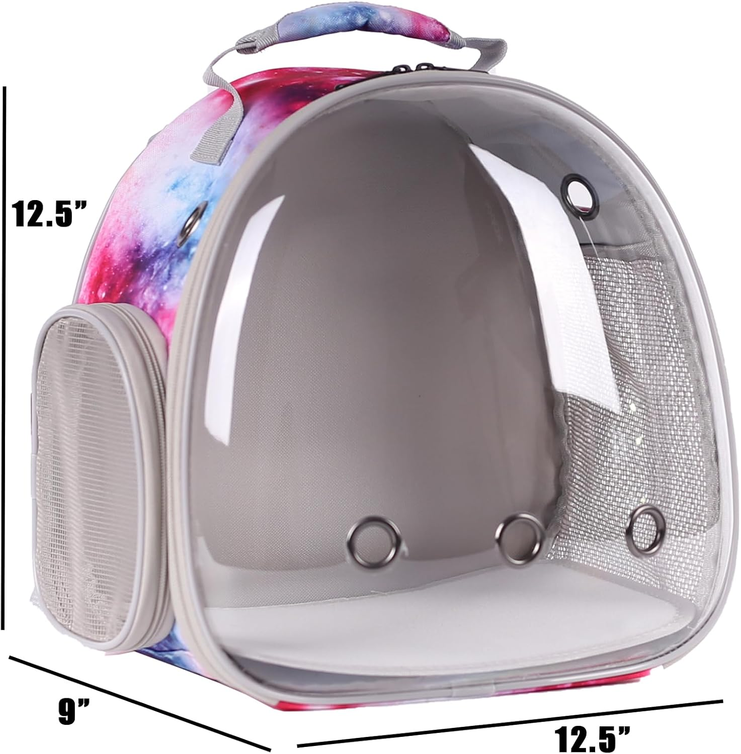 Pimoka Bunny Carrier Backpack with Space Capsule Clear Bubble Window - Portable Small Animal Backpack Travel Pet Carrier Galaxy for Guinea Pig Rabbit Bearded Dragon Rat Lizard Hamster (Galaxy Pink) - Blue image number 2