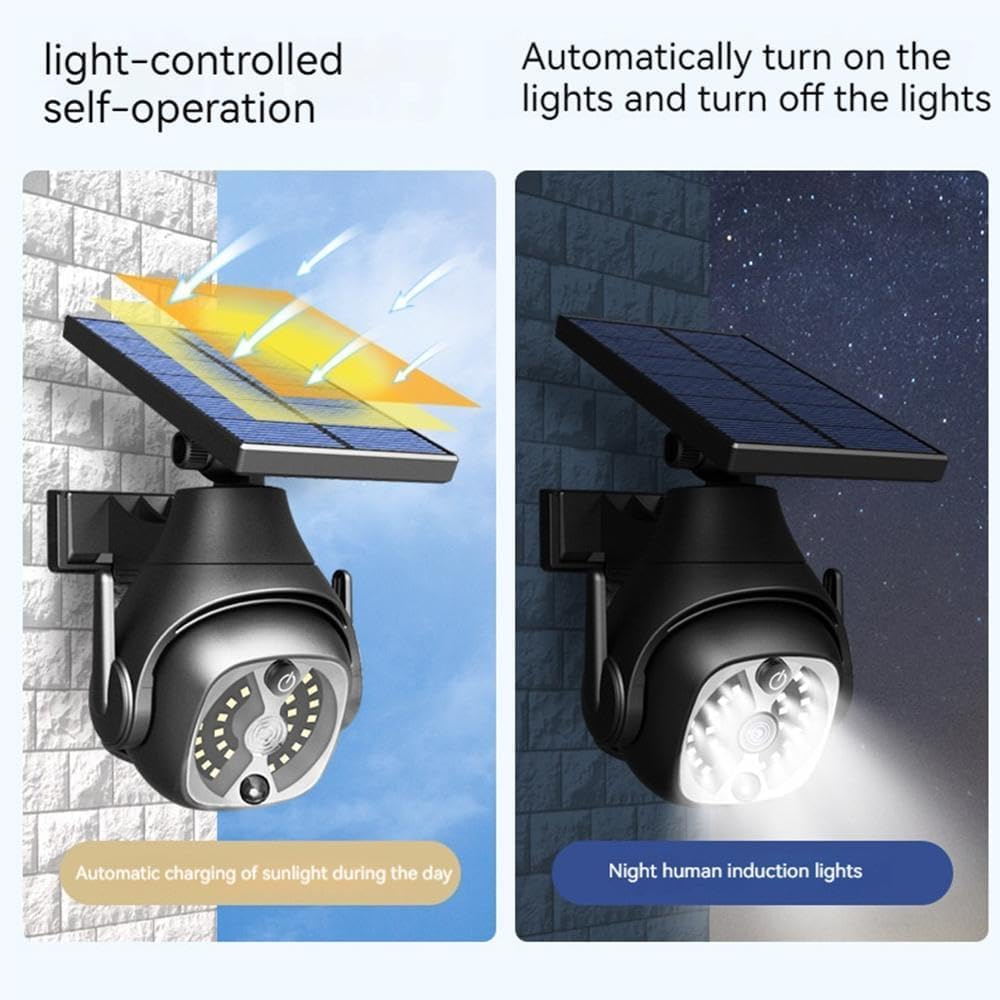 Clearhill Dummy Fake Security Camera and Solar Motion Sensor Lights, 2-In-1 Solar Lights with Remote Control, Realistic Look, Easy to Install, IP66 Waterproof, for Outdoor Porch Yard Garage Garden image number 3