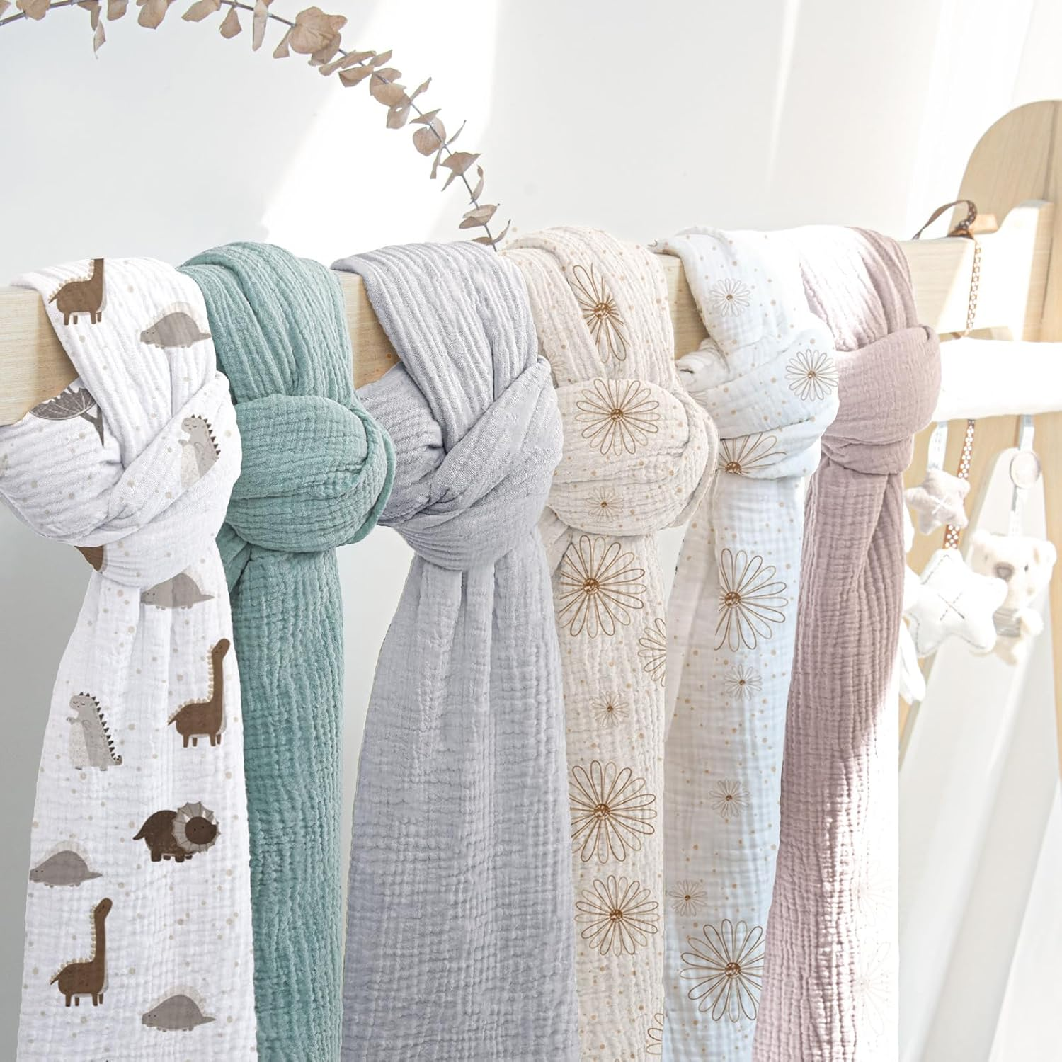 Lulumoon Baby Muslin Swaddle Blankets: Soft Receiving Blanket for Newborn - Cotton Swaddling Blanket for Neutral 3Pack image number 2