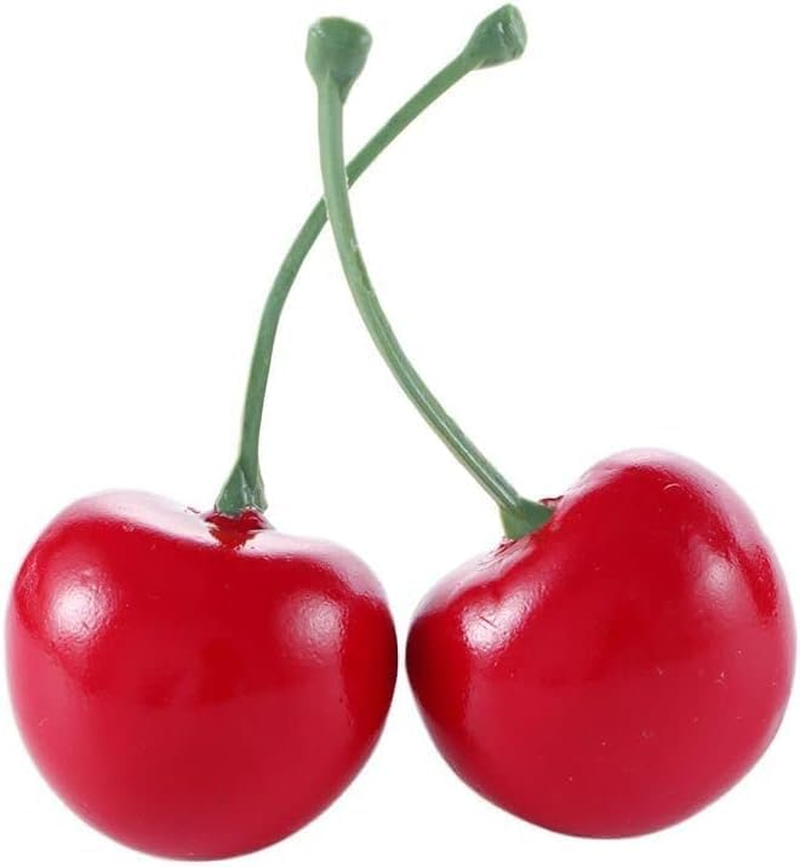 YSSZAM 20Pcs Red Artificial Cherry Fruit Lifelike Simulation Cherries,Artificial Cherry Decorations Fake Fruit Model,For Home Kitchen Decoration Artificial Fruits image number 5