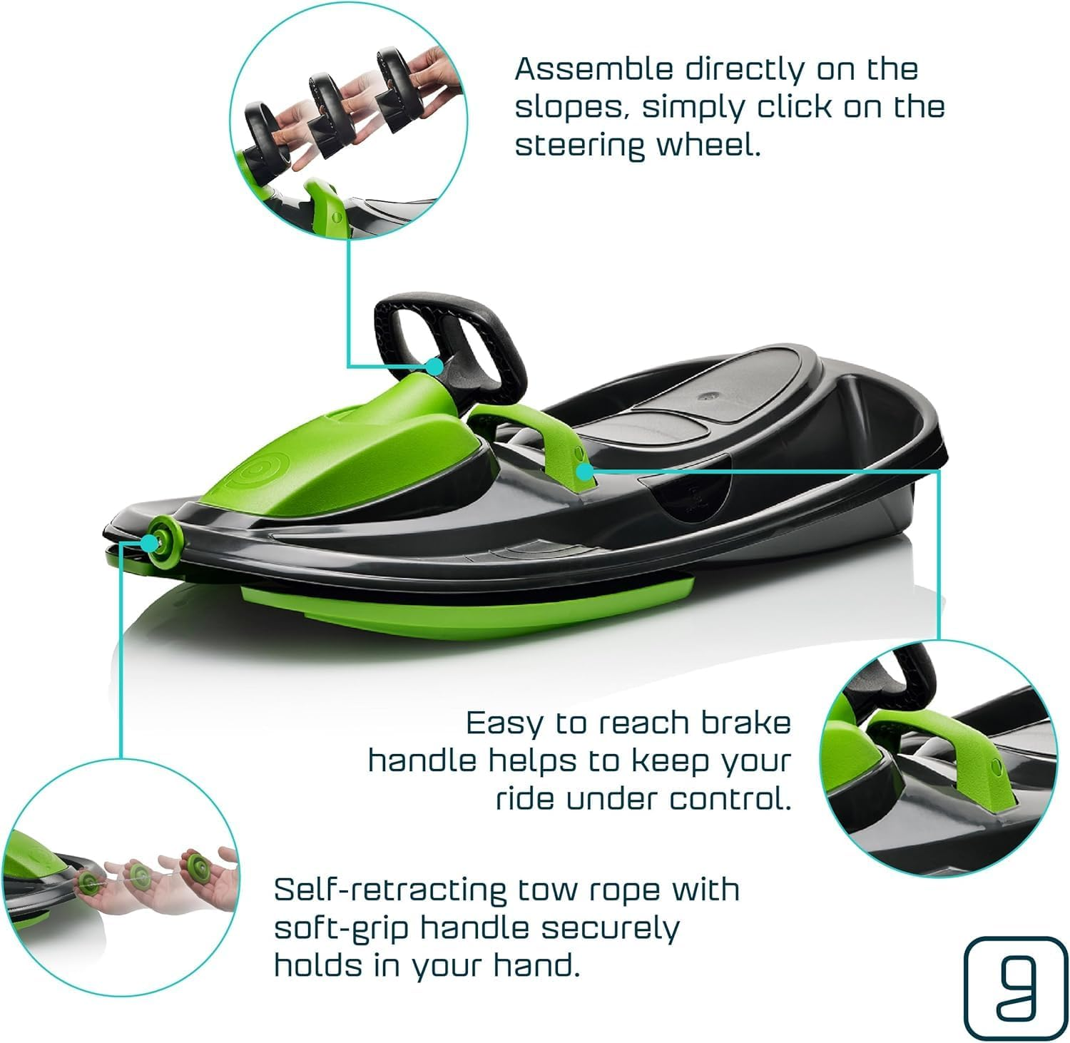Gizmo Riders Stratos Snow Bobsled for Kids- 2 Person Steerable Snow Sled for Ages 3 and Up - Electric Blue image number 7