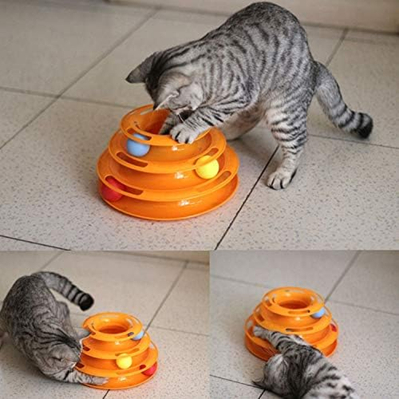 Pet Toys Interactive 3 Layers Tower of Tracks Balls Cat Toy (Orange) Pet Toys (Color : Green) image number 3