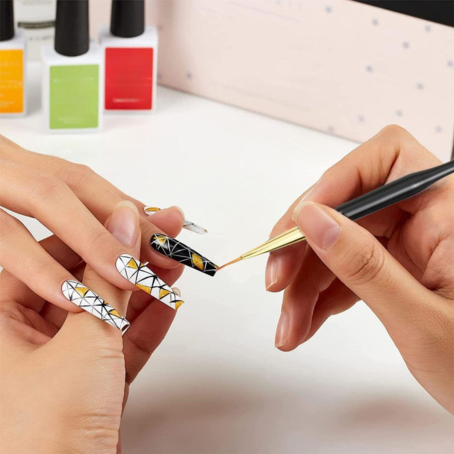 1 Set of Manicure Pen Set, Multifunctional, Reusable, Detailed Strokes and Lines, DIY Artistic Manicure Painting Props image number 4