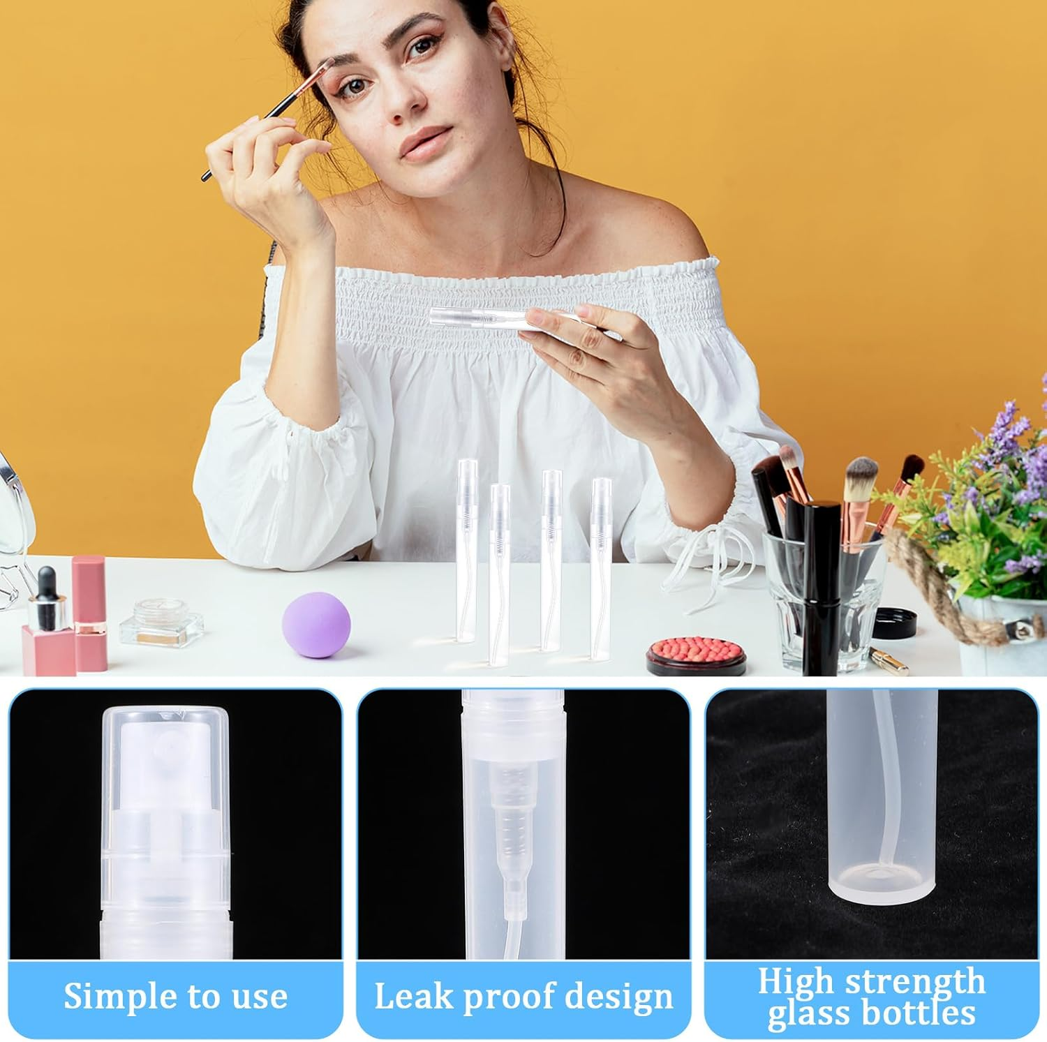 150 PCS 5Ml Mini Spray Bottles Refillable Plastic Perfume Atomizer Clear Fine Mist Perfume Bottle Small Sample Sprayer Bottle Portable Empty Dispenser Container for Travel Pocket Essential Oil image number 3