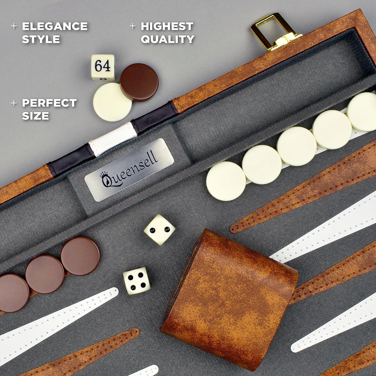 Backgammon Sets for Adults - Best Travel Backgammon Board Games for Adults - Travel Backgammon Set - Backgammon 15 Inch Board and 32 Backgammon Pieces in One Quality Backgammon Set image number 4