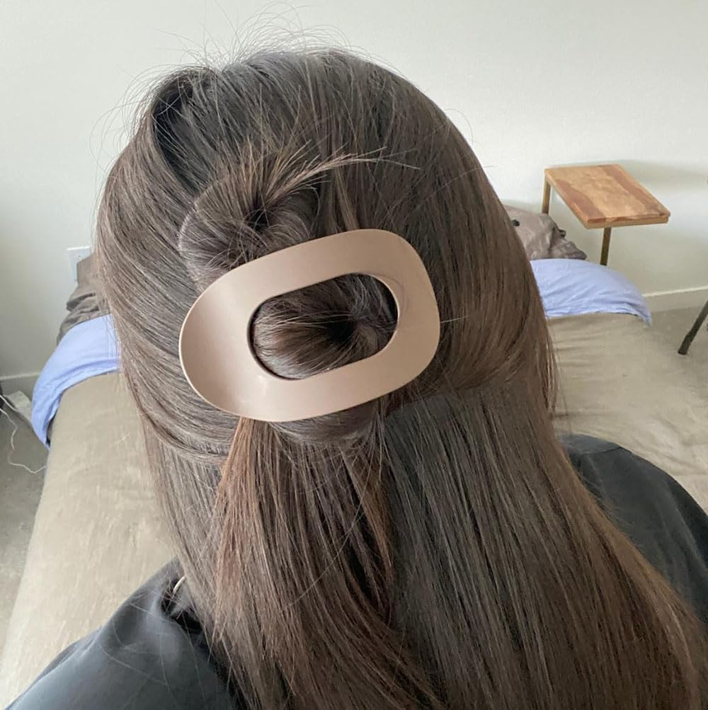 French Hair Clips for Women - Flat Curved Claw Barrettes with Strong Hold for Thick/Thin Hair, Classic Medium Hair Clips for Driving/Lying Down, Comfortable Stylish Hair Accessories (Matte)