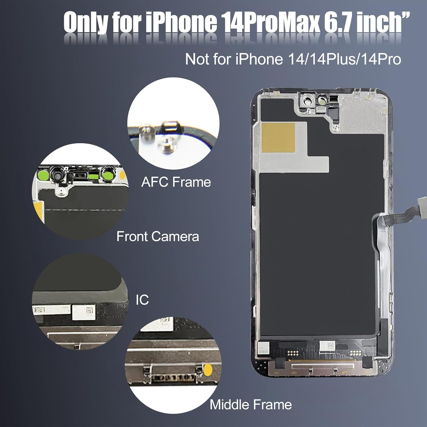 EFAITHLIFE Iphone 14 Pro Max 6.7" LCD Screen Assembly Digitizer Touch Screen Replacement with Frame Assembly Repair Tool