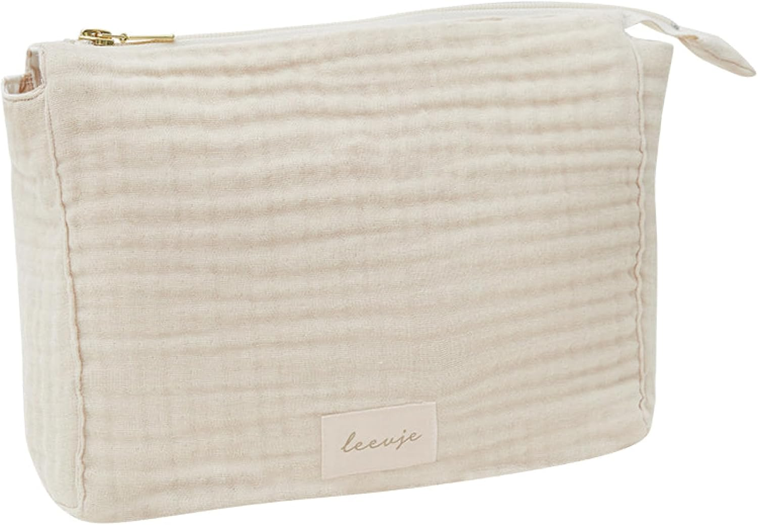 Nappy Bag for on the Go - 100% Cotton Baby Nappy Bag - Beige - Suitable as Changing Bag, Cosmetic Bag & Travel Organiser - Matches Changing Mat image number 2