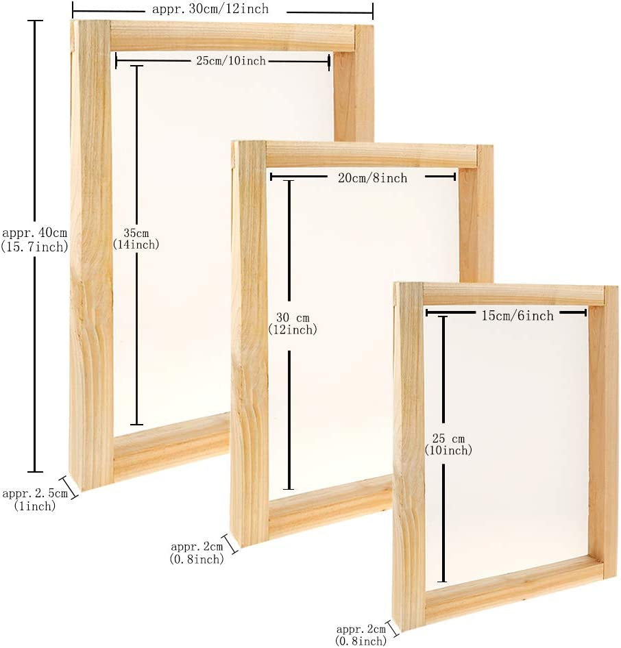 Caydo 23 Pieces Screen Printing Starter Kit Include 3 Different Size of Wood Silk Screen Printing Frame with Mesh, Screen Printing Squeegees, Inkjet Transparency Film, Ink Knife, and Mask Tape image number 5