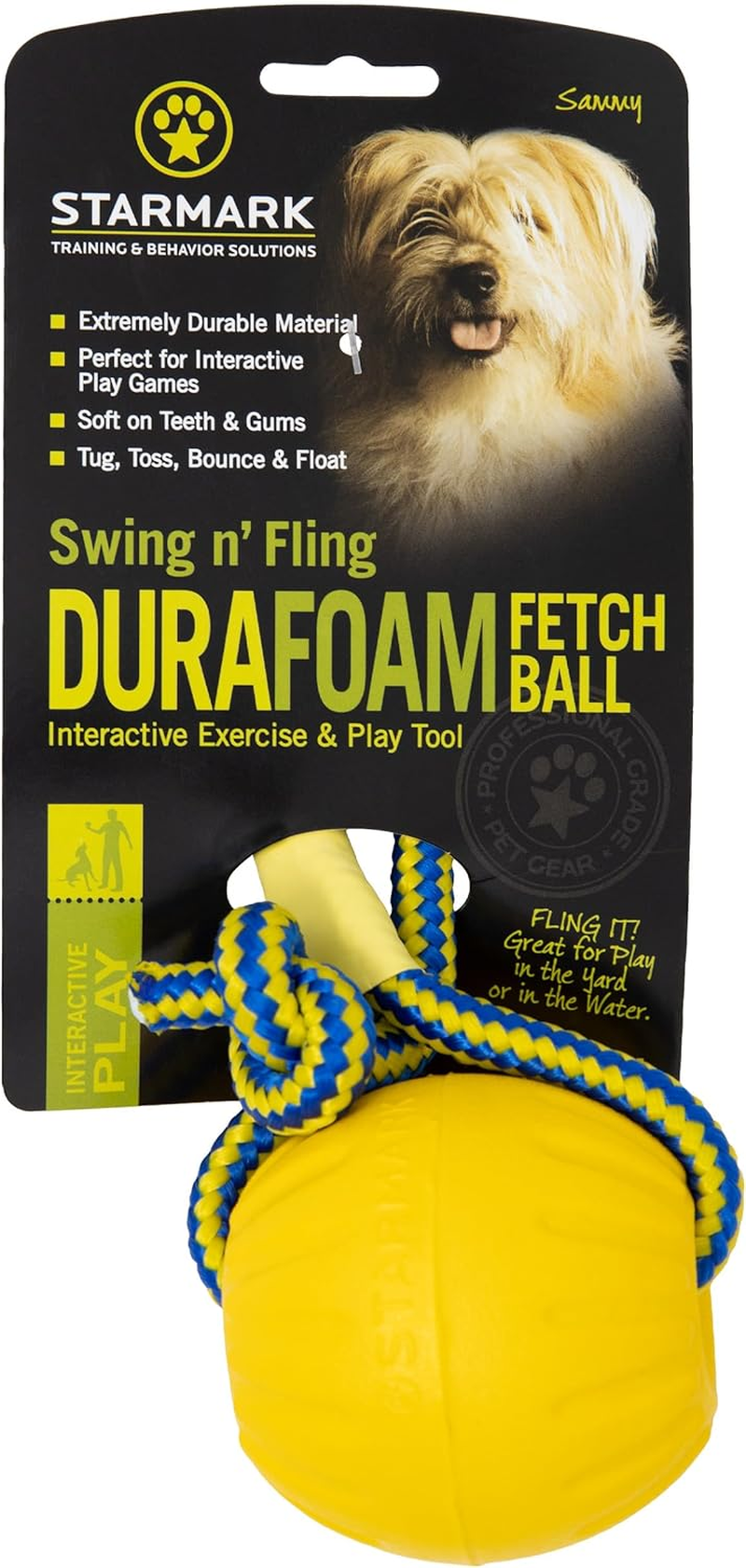 Starmark Swing and Fling Fetch Ball, Medium Yellow (Pack of 1) - Large image number 1