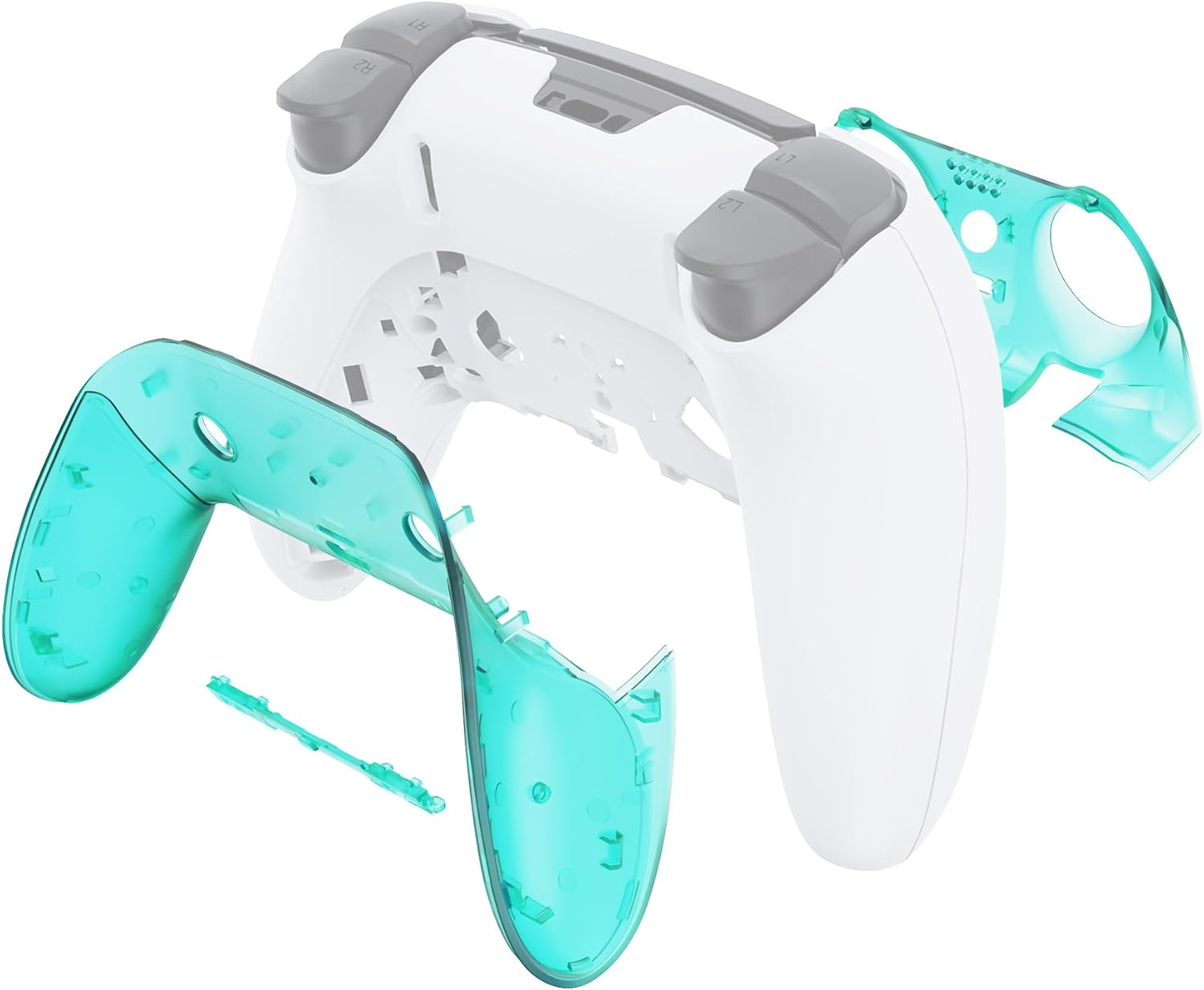 Extremerate Top Bottom Decorative Trim Shell Compatible with Ps5 Edge Controller DIY Replacement Front Back Clip Shell, Custom Emerald Green Plates Cover Compatible with Ps5 Edge Controller