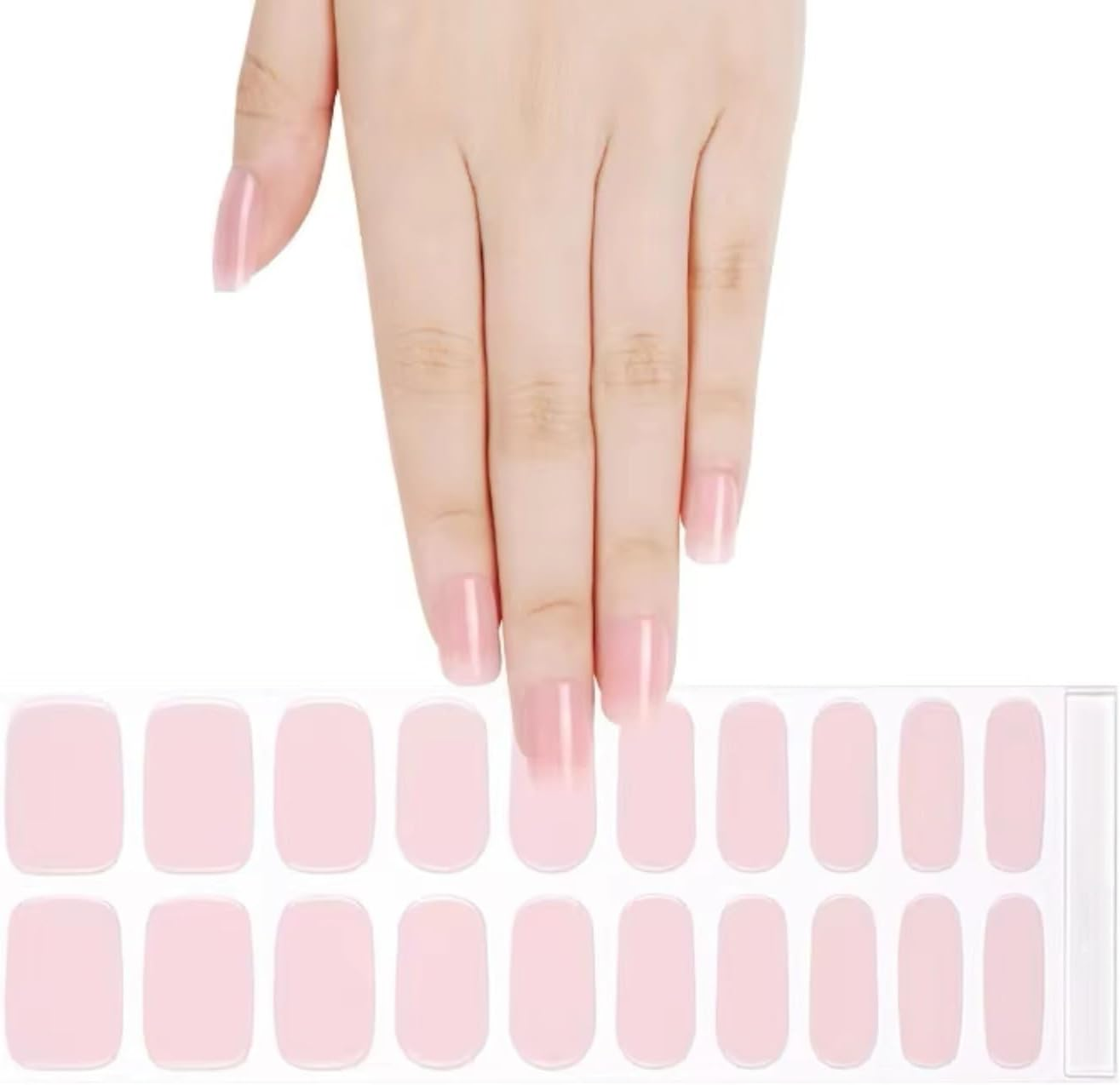 NKA Semi-Cured Gel Nail Strips Kit &ndash; 20 Strips in 10 Sizes &ndash; Quick & Easy Application &ndash; Cures in 60 Seconds &ndash; Includes Mini File, Cuticle Stick & Prep Pads &ndash; Long-Lasting, Pink Silk image number 4